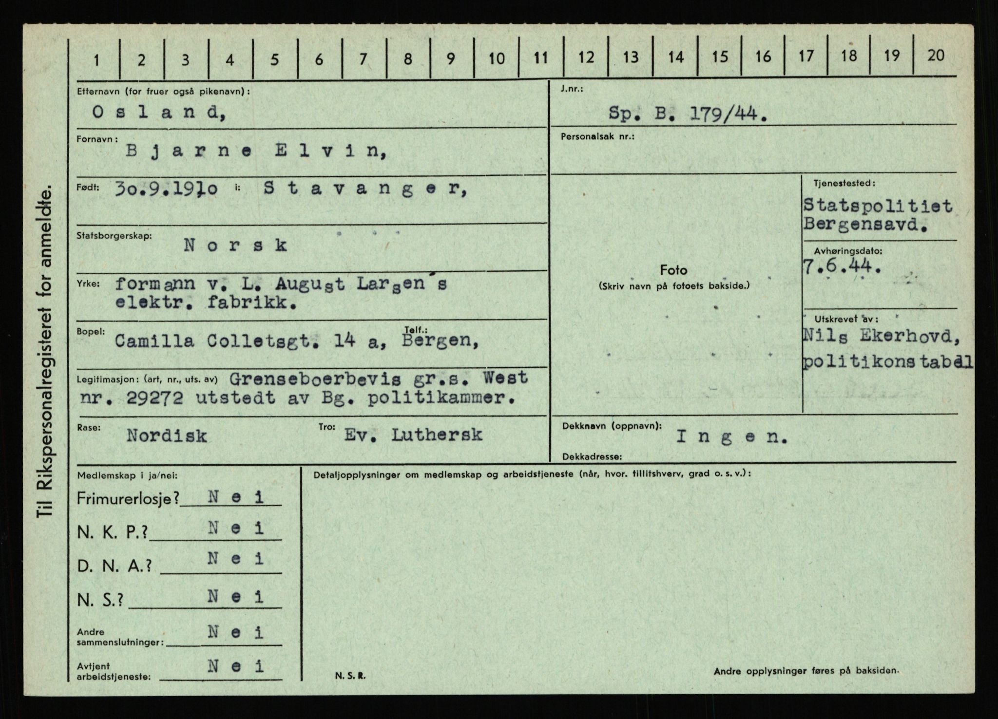 Statspolitiet - Hovedkontoret / Osloavdelingen, AV/RA-S-1329/C/Ca/L0012: Oanæs - Quistgaard	, 1943-1945, s. 2342