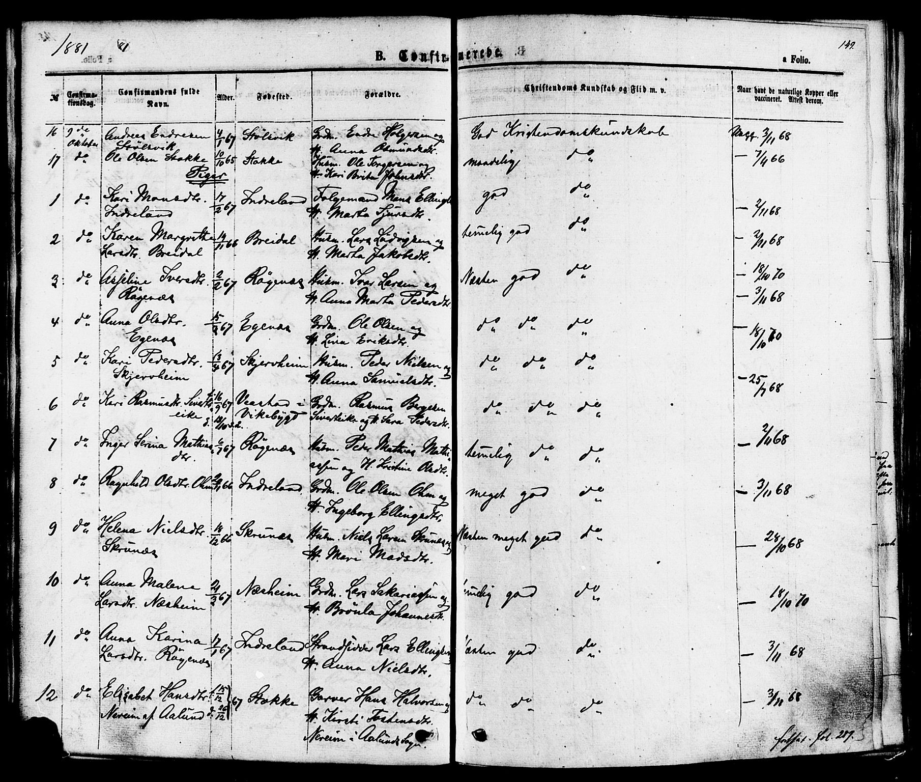 Skjold sokneprestkontor, AV/SAST-A-101847/H/Ha/Haa/L0007: Ministerialbok nr. A 7, 1857-1882, s. 149