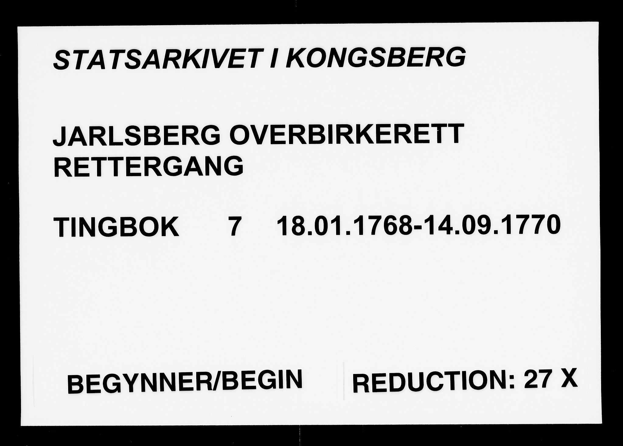 Jarlsberg overbirkerett, AV/SAKO-A-843/F/Fa/L0007: Tingbok, 1768-1770