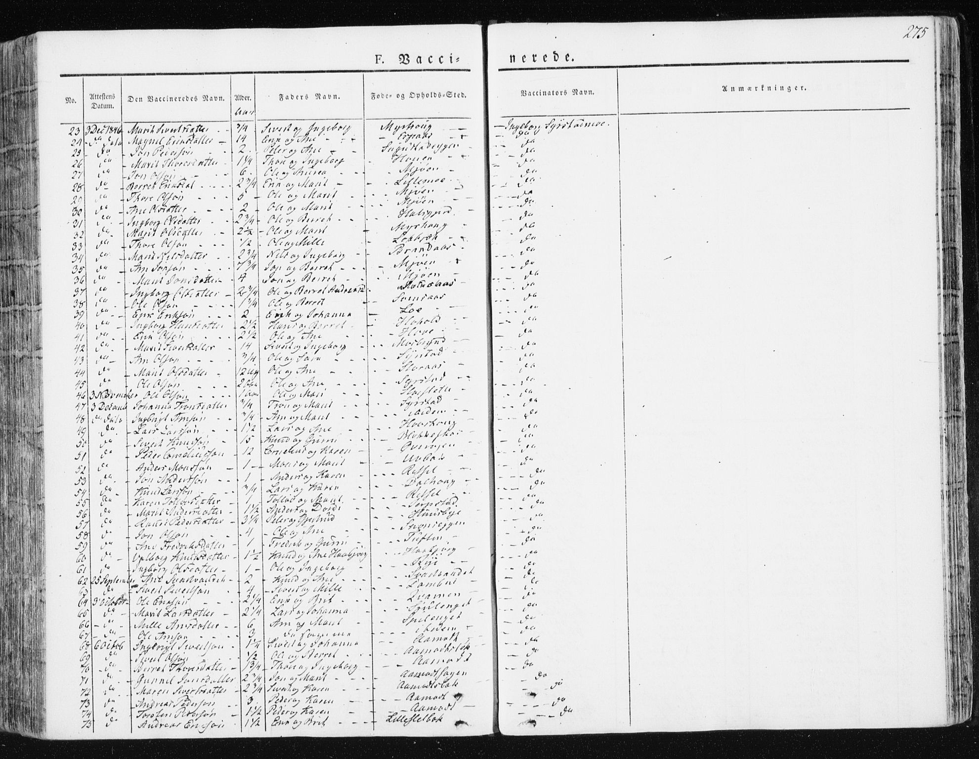 Ministerialprotokoller, klokkerbøker og fødselsregistre - Sør-Trøndelag, SAT/A-1456/672/L0855: Ministerialbok nr. 672A07, 1829-1860, s. 275