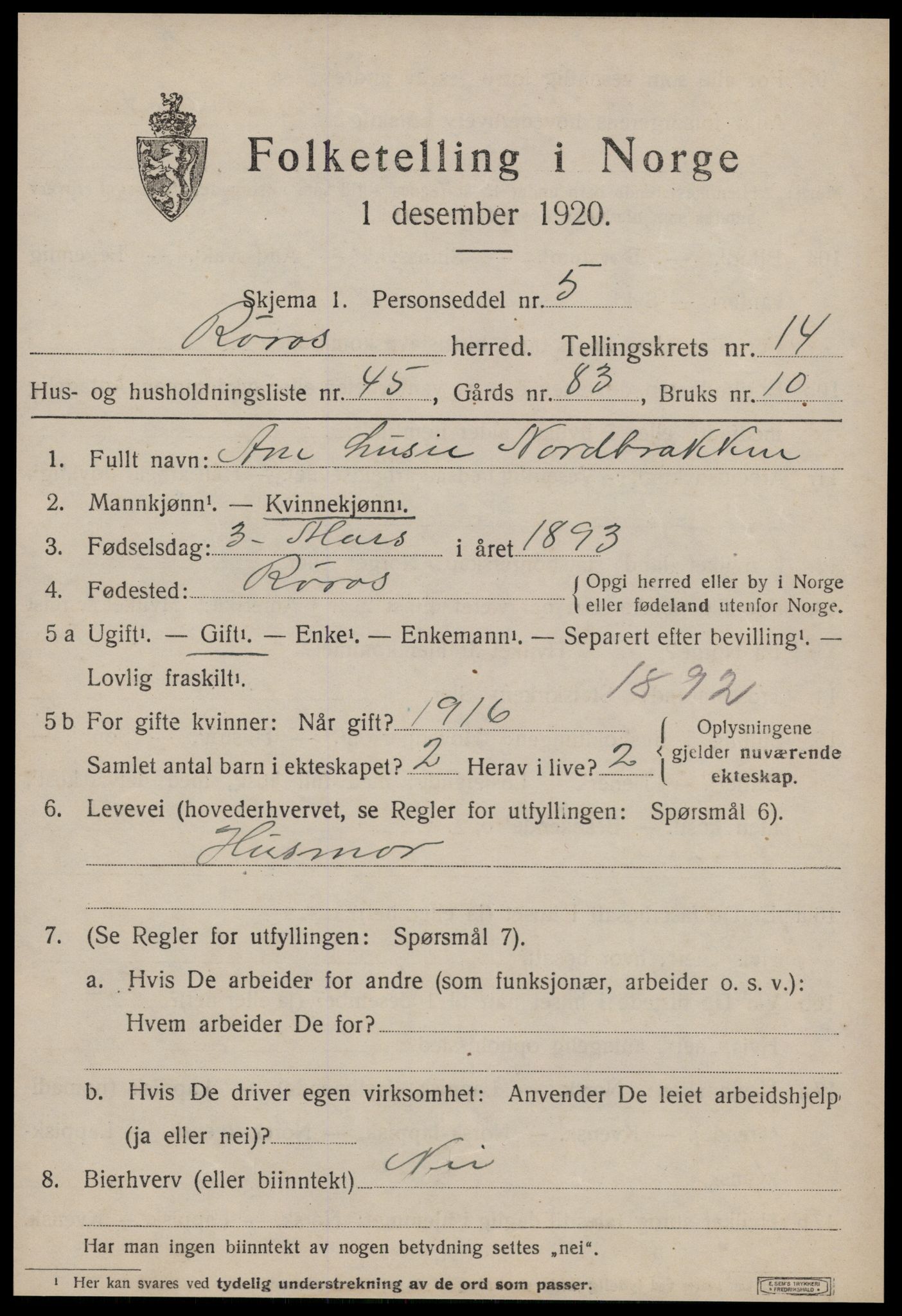 SAT, Folketelling 1920 for 1640 Røros herred, 1920, s. 10138
