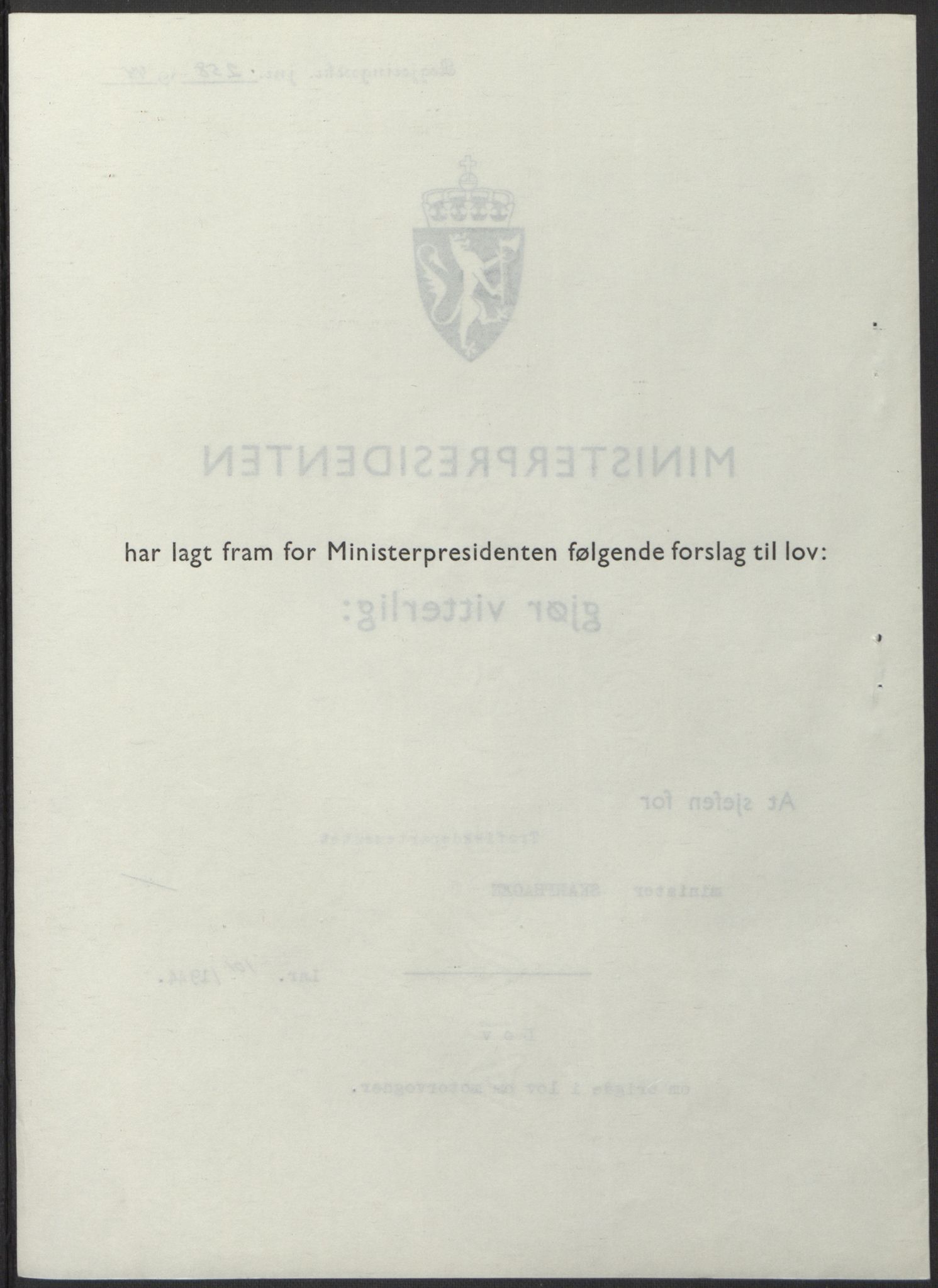 NS-administrasjonen 1940-1945 (Statsrådsekretariatet, de kommisariske statsråder mm), RA/S-4279/D/Db/L0100: Lover, 1944, s. 481