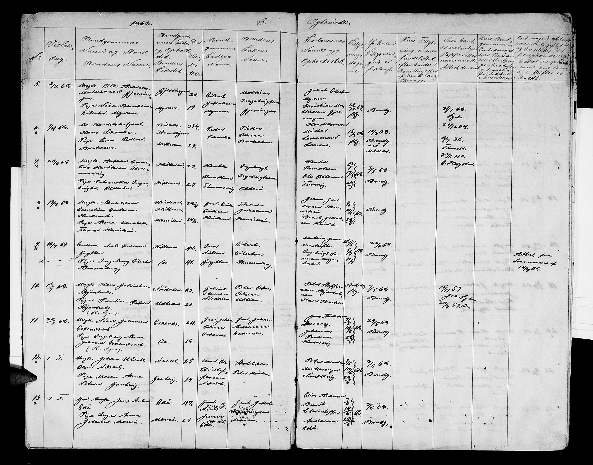 Ministerialprotokoller, klokkerbøker og fødselsregistre - Sør-Trøndelag, AV/SAT-A-1456/634/L0540: Klokkerbok nr. 634C02, 1866-1873, s. 6