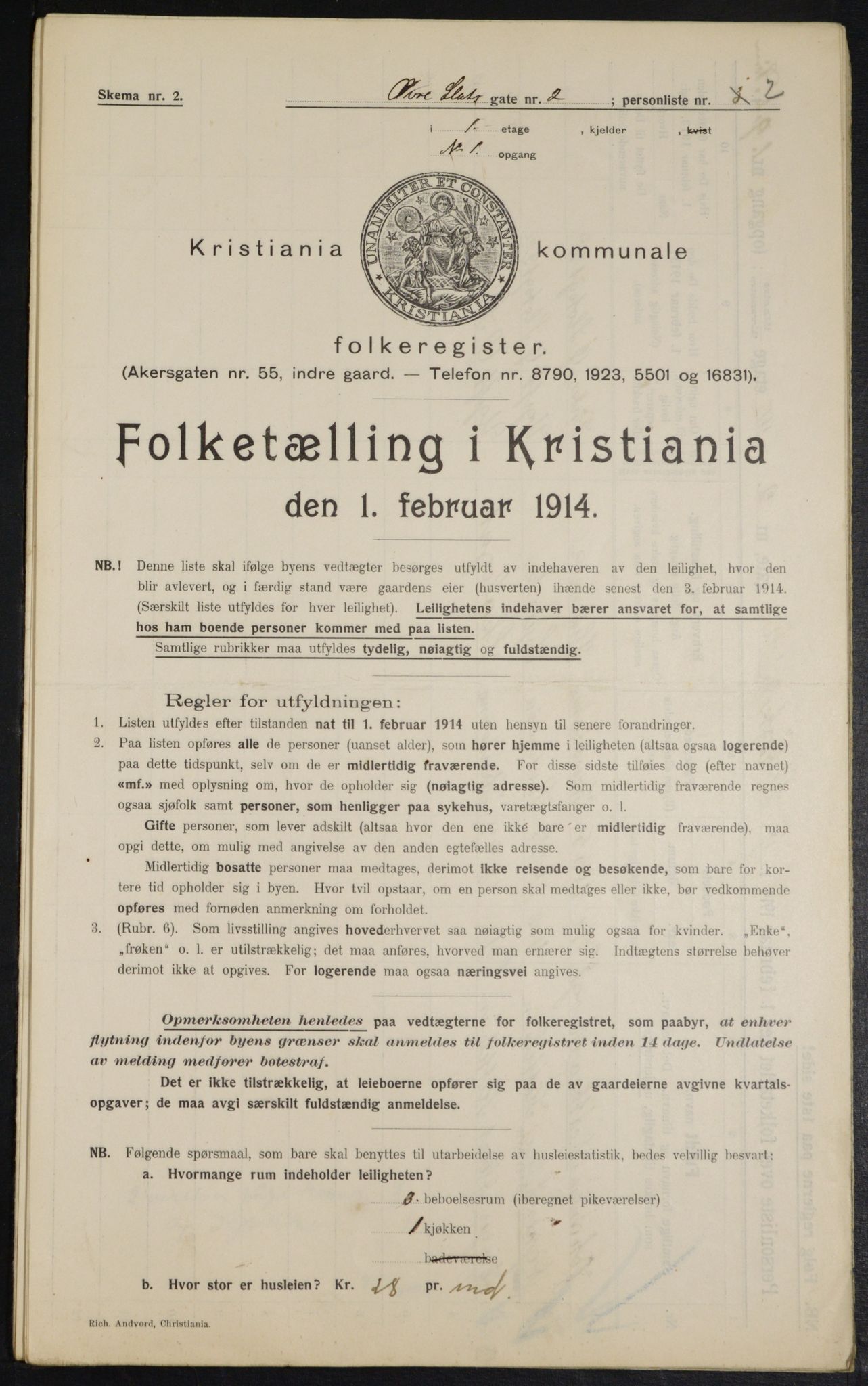 OBA, Kommunal folketelling 1.2.1914 for Kristiania, 1914, s. 130917