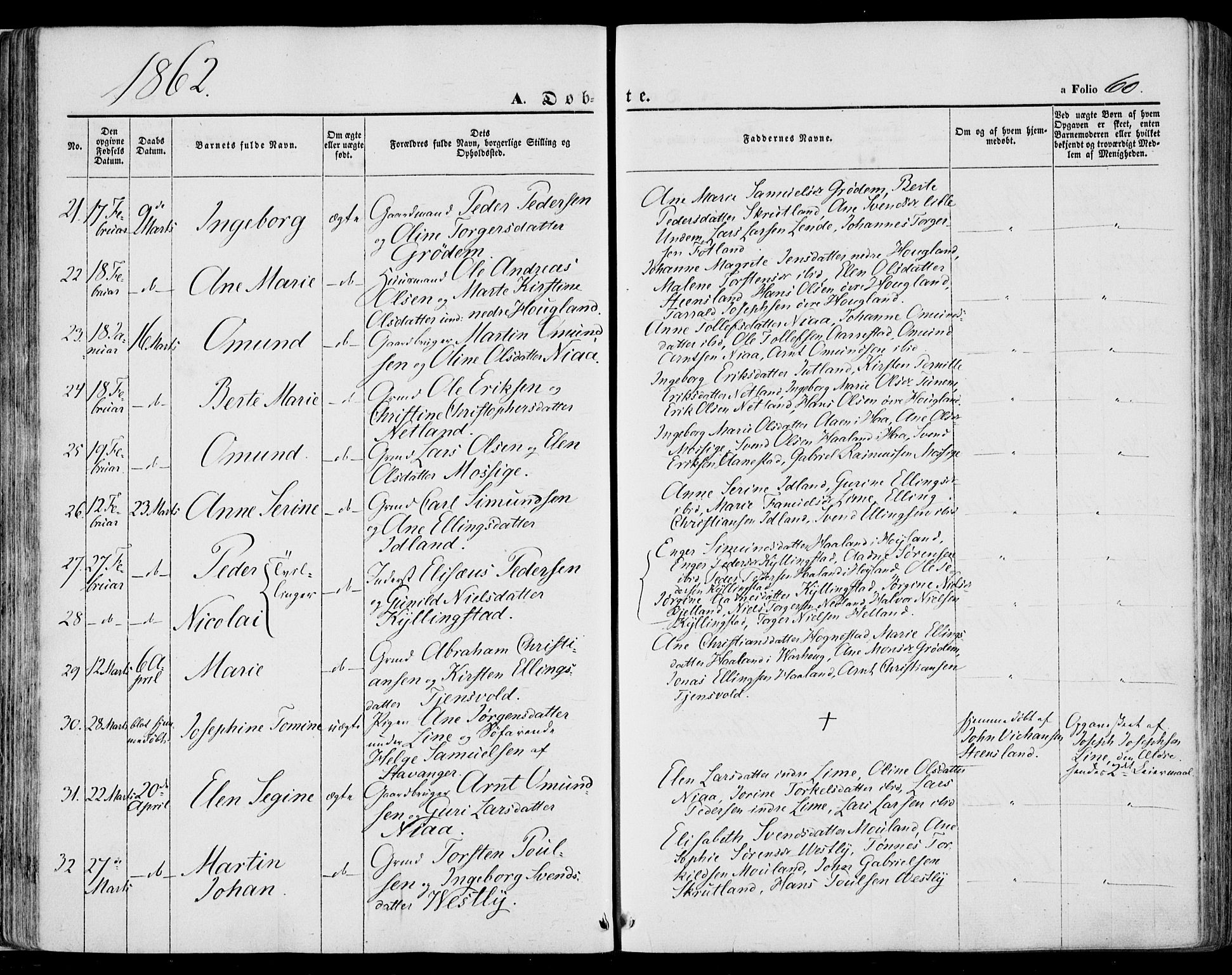 Lye sokneprestkontor, AV/SAST-A-101794/001/30BA/L0007: Ministerialbok nr. A 6, 1856-1871, s. 60