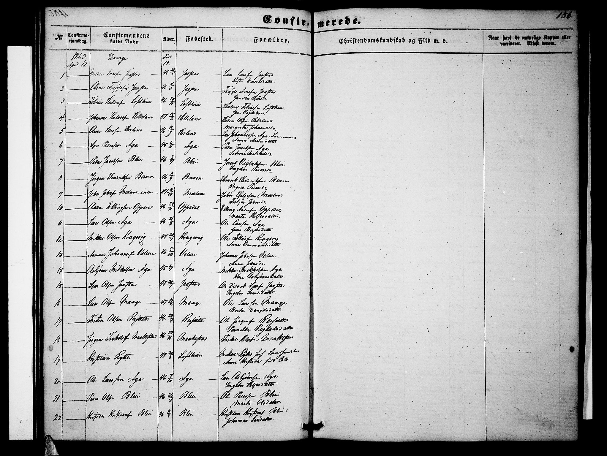 Ullensvang sokneprestembete, AV/SAB-A-78701/H/Hab: Klokkerbok nr. B 10, 1858-1886, s. 156
