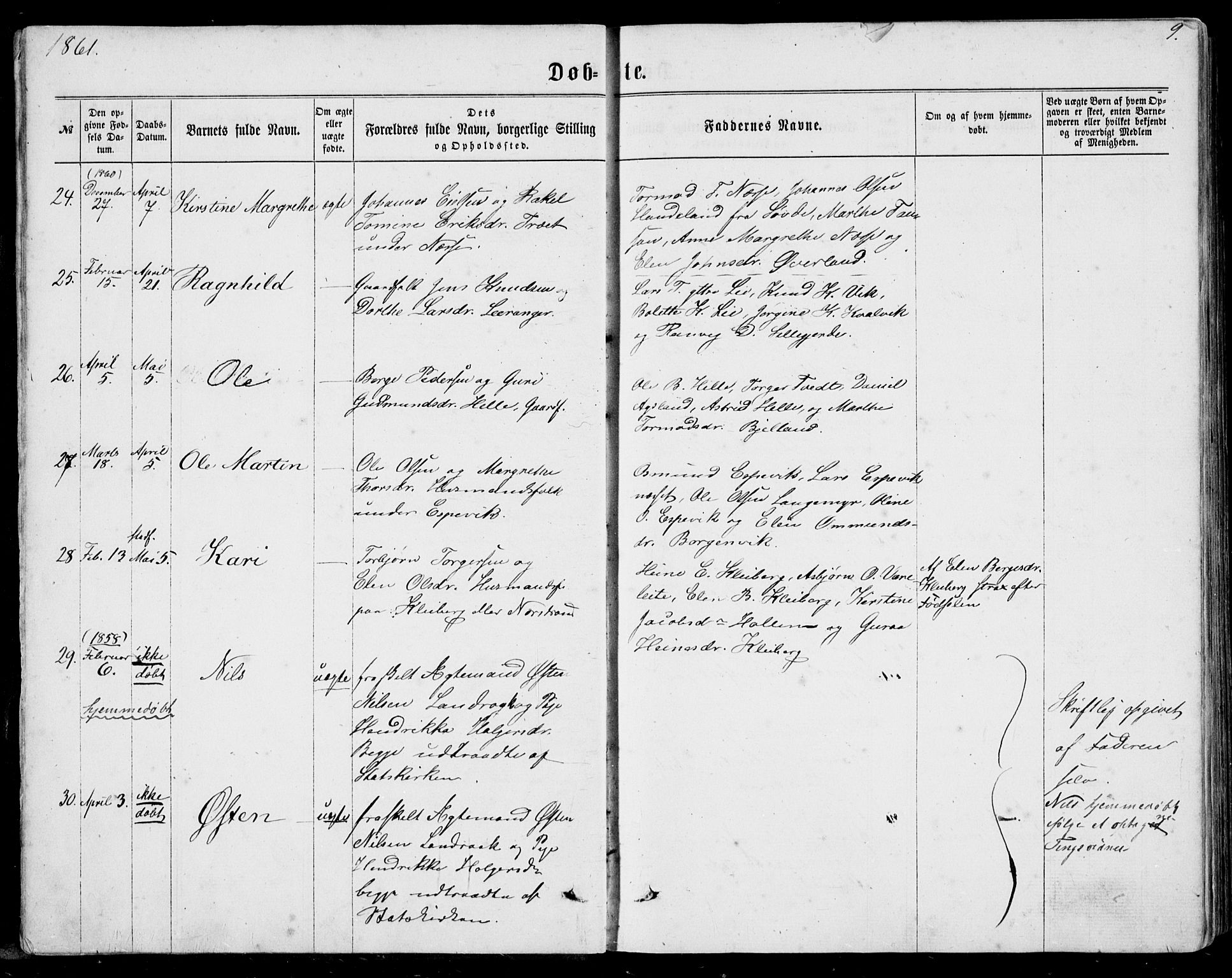 Nedstrand sokneprestkontor, AV/SAST-A-101841/01/IV: Ministerialbok nr. A 9, 1861-1876, s. 9