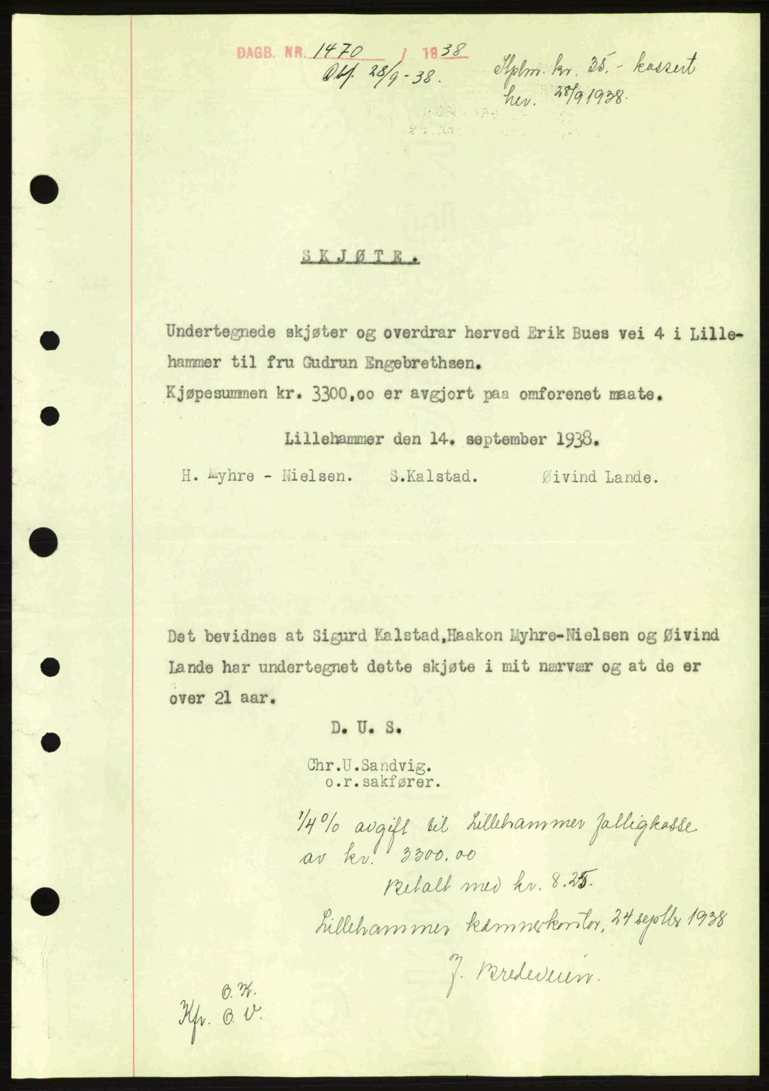 Sør-Gudbrandsdal tingrett, SAH/TING-004/H/Hb/Hbd/L0005: Pantebok nr. A5, 1938-1939, Dagboknr: 1470/1938