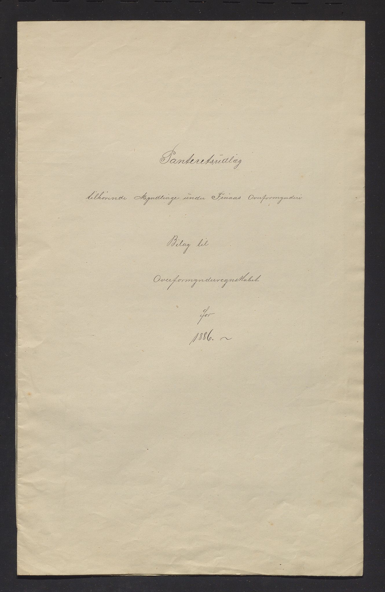 Finnaas kommune. Overformynderiet, IKAH/1218a-812/R/Ra/Raa/L0005/0003: Årlege rekneskap m/vedlegg / Årlege rekneskap m/vedlegg, 1886