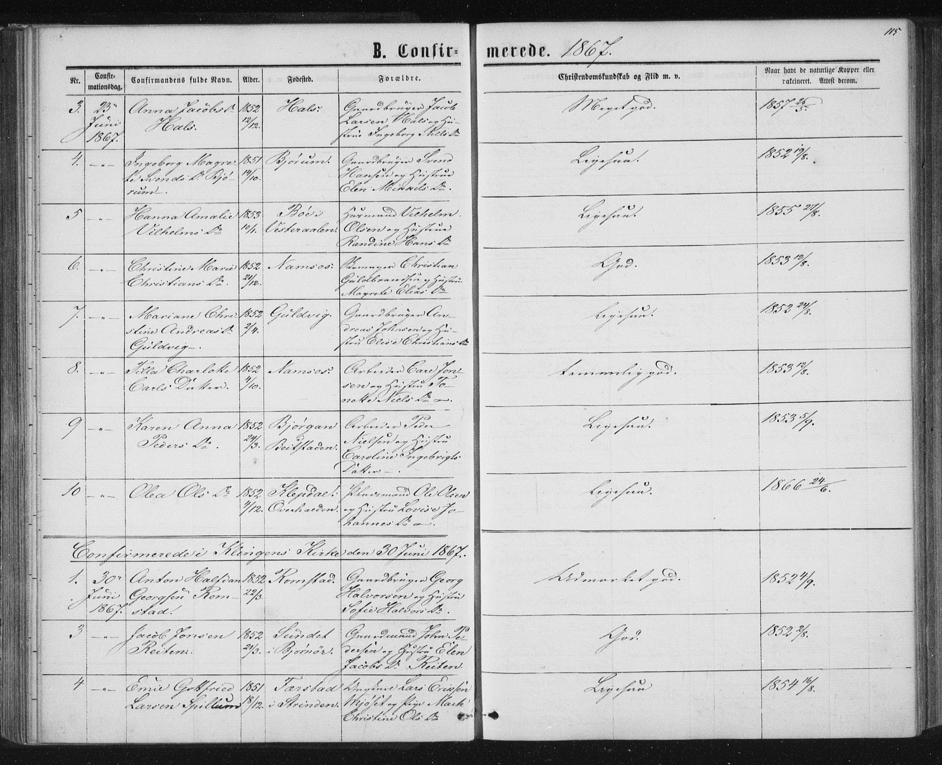 Ministerialprotokoller, klokkerbøker og fødselsregistre - Nord-Trøndelag, SAT/A-1458/768/L0570: Ministerialbok nr. 768A05, 1865-1874, s. 115