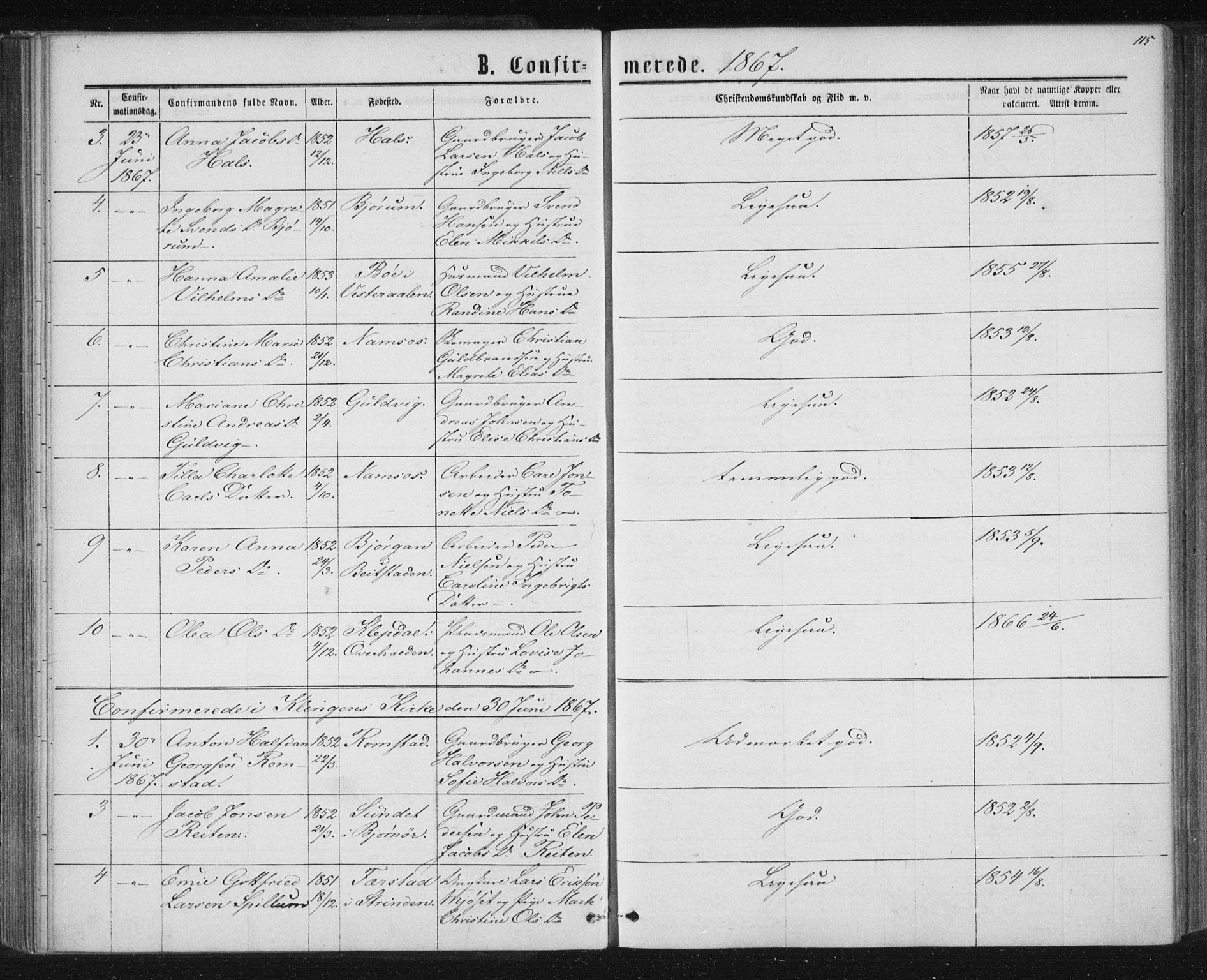 Ministerialprotokoller, klokkerbøker og fødselsregistre - Nord-Trøndelag, AV/SAT-A-1458/768/L0570: Ministerialbok nr. 768A05, 1865-1874, s. 115