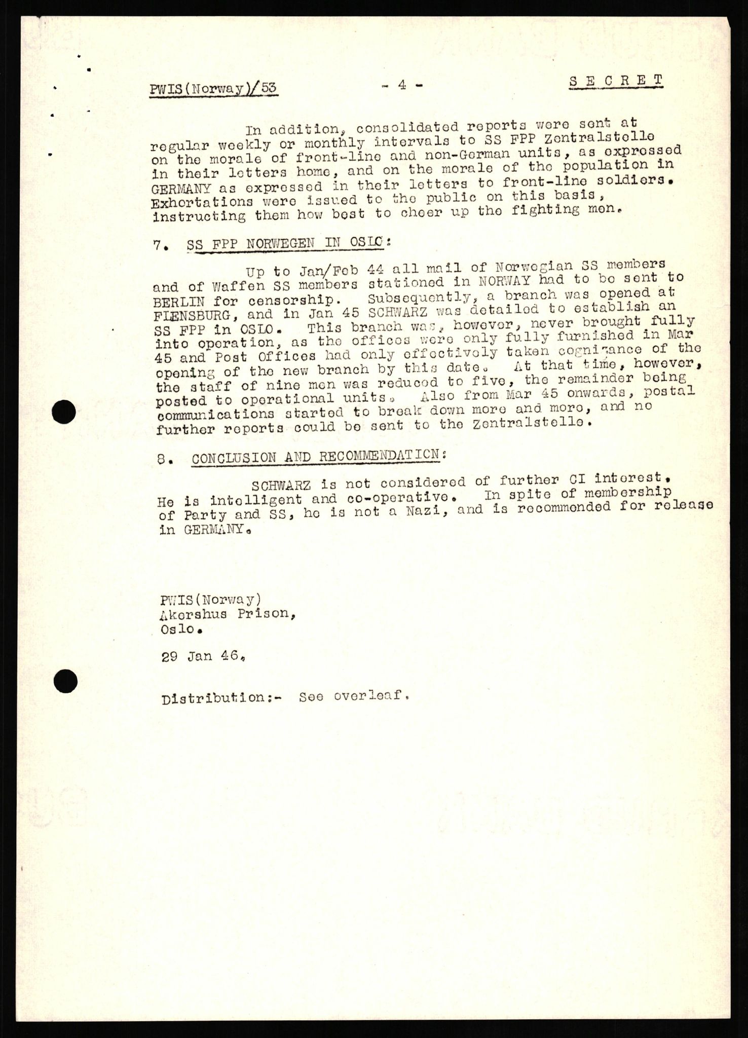 Forsvaret, Forsvarets overkommando II, RA/RAFA-3915/D/Db/L0031: CI Questionaires. Tyske okkupasjonsstyrker i Norge. Tyskere., 1945-1946, s. 87