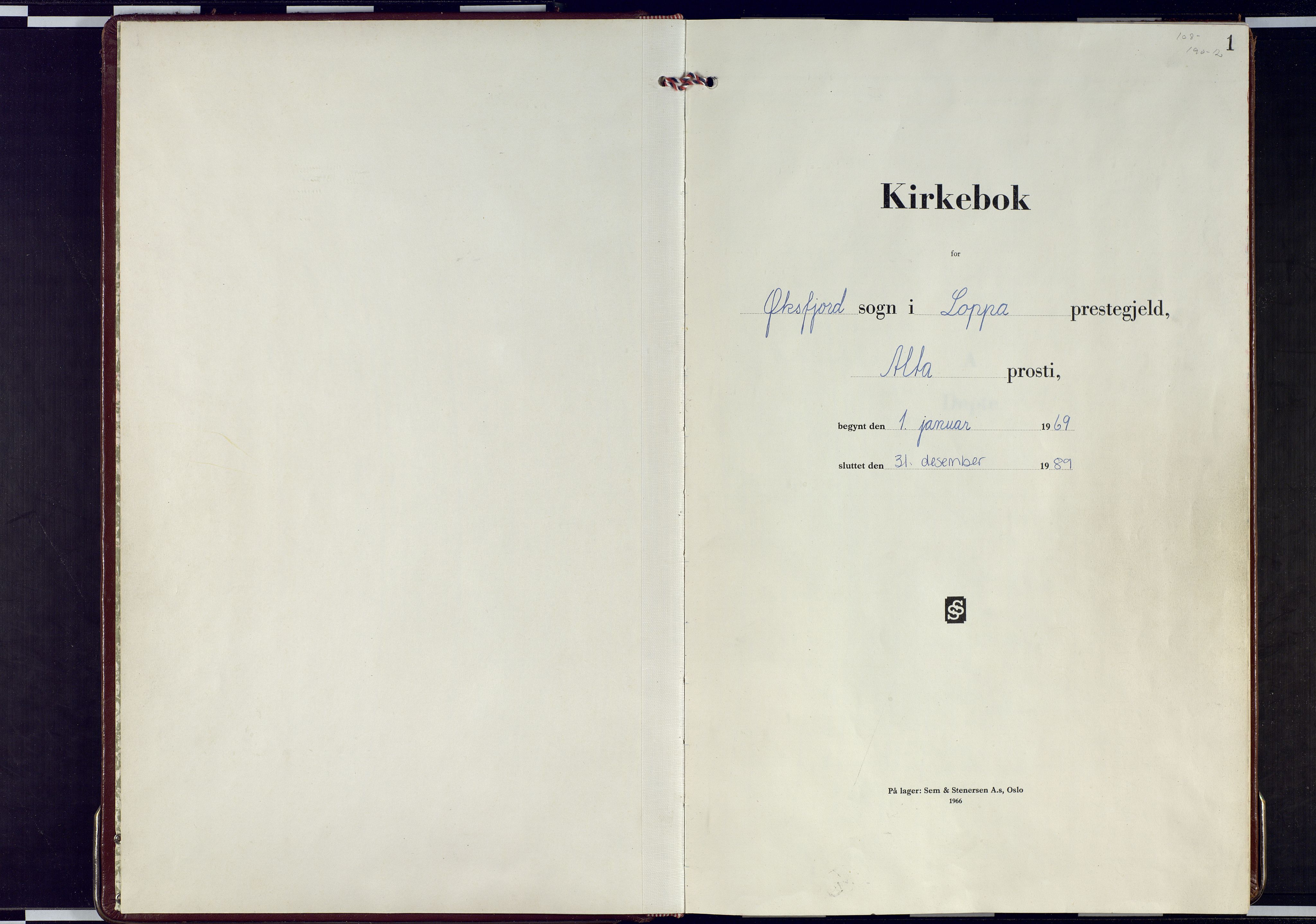 Loppa sokneprestkontor, SATØ/S-1339/H/Ha/L0020kirke: Ministerialbok nr. 20, 1969-1989, s. 1
