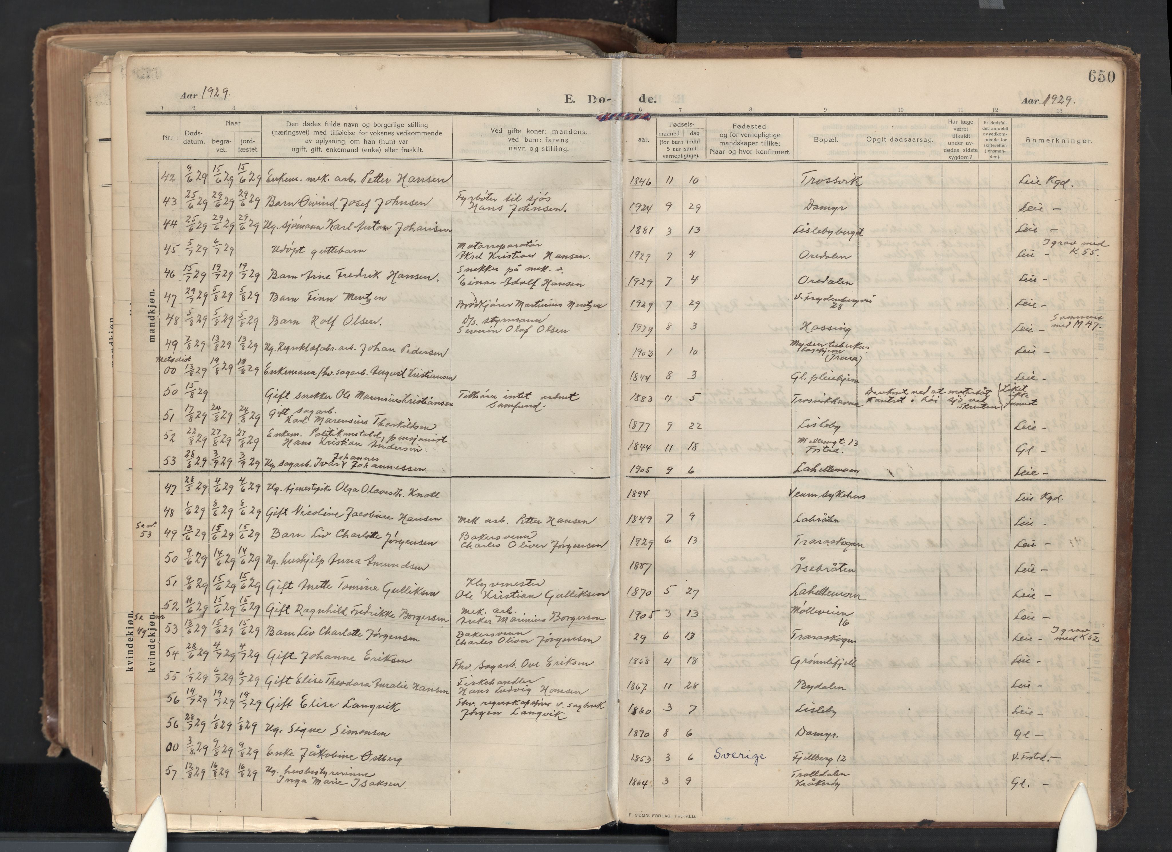 Glemmen prestekontor Kirkebøker, AV/SAO-A-10908/G/Ga/L0007: Klokkerbok nr. 7, 1909-1930, s. 650