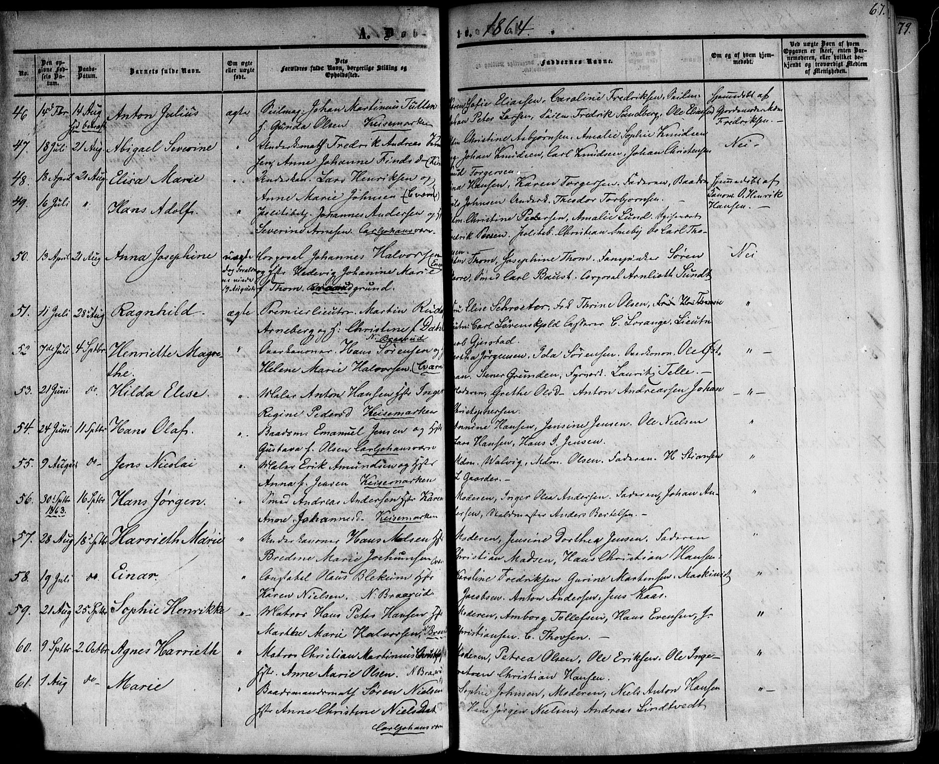 Horten kirkebøker, AV/SAKO-A-348/F/Fa/L0001: Ministerialbok nr. 1, 1855-1871, s. 67
