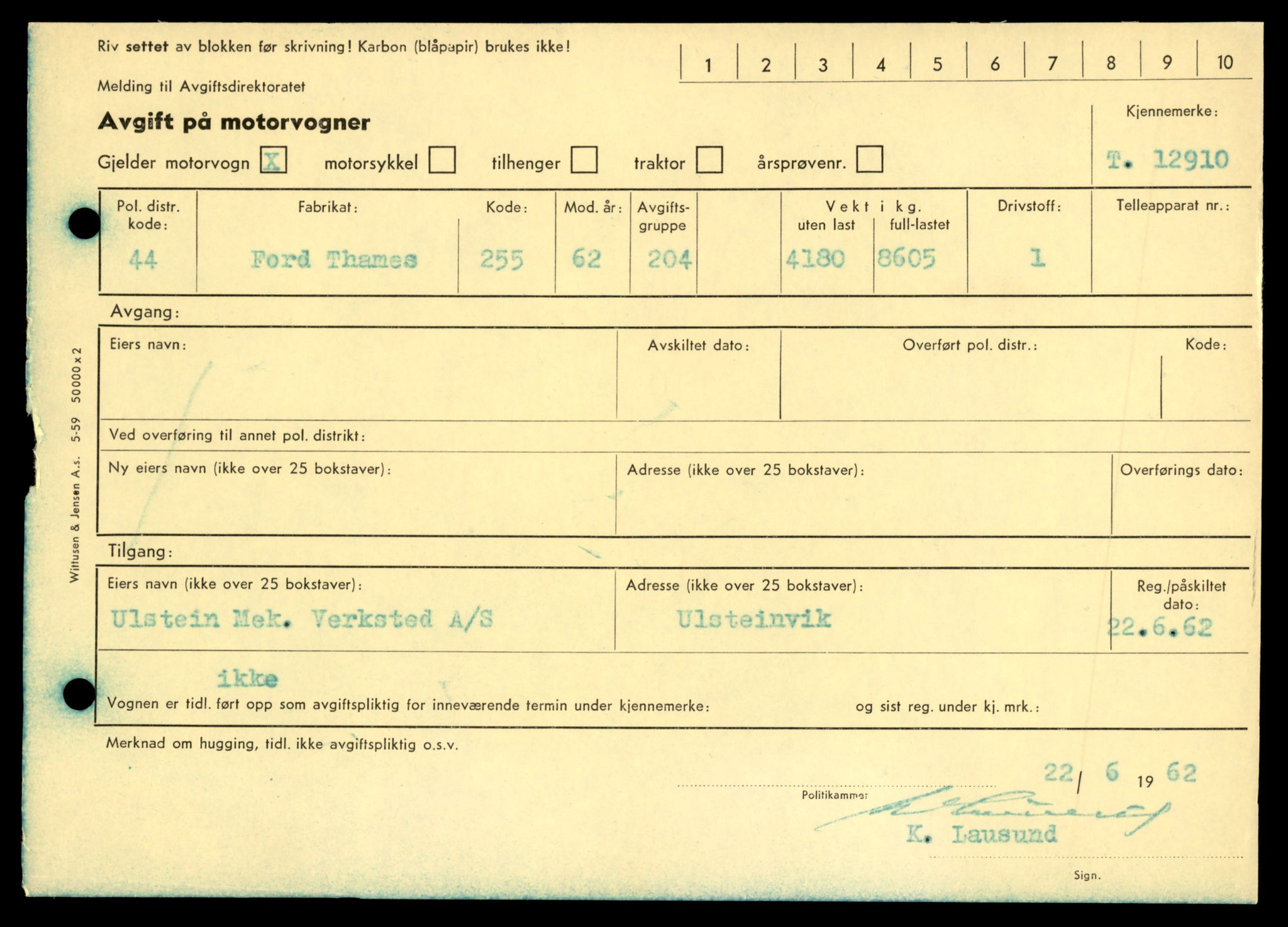 Møre og Romsdal vegkontor - Ålesund trafikkstasjon, AV/SAT-A-4099/F/Fe/L0036: Registreringskort for kjøretøy T 12831 - T 13030, 1927-1998, s. 1373