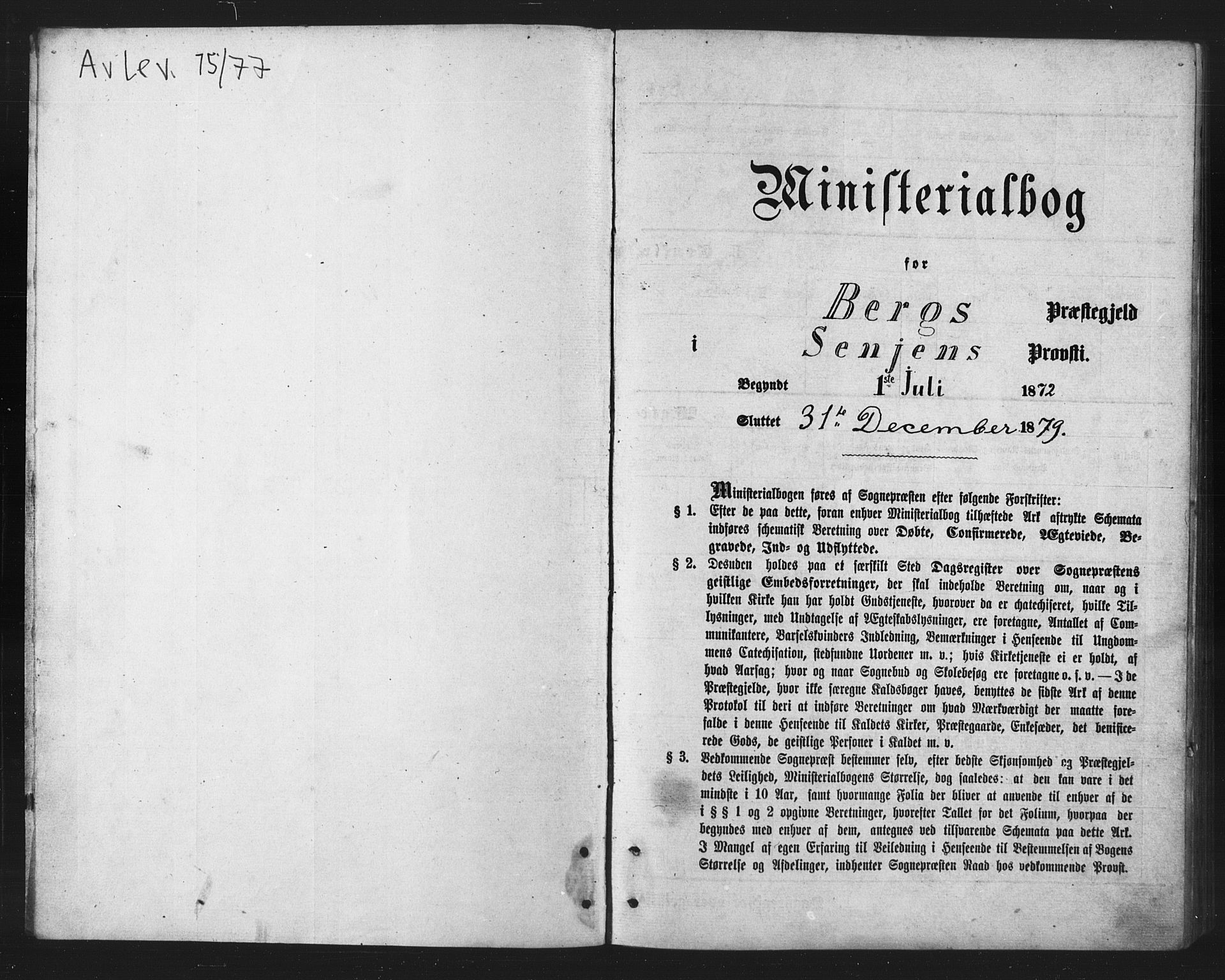 Berg sokneprestkontor, SATØ/S-1318/G/Ga/Gaa/L0003kirke: Ministerialbok nr. 3, 1872-1879
