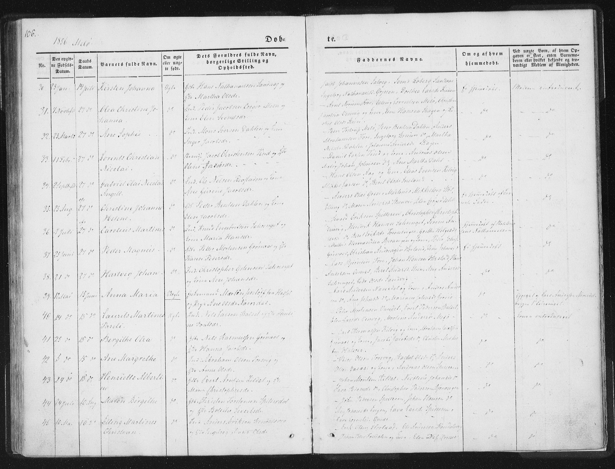 Ministerialprotokoller, klokkerbøker og fødselsregistre - Nordland, SAT/A-1459/841/L0602: Ministerialbok nr. 841A08 /2, 1845-1859, s. 106