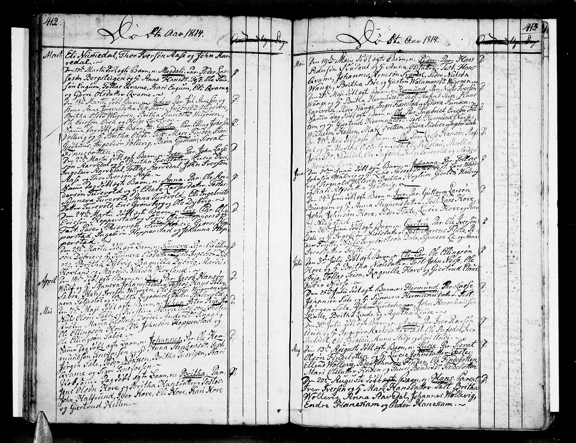 Vik sokneprestembete, AV/SAB-A-81501/H/Haa/Haaa/L0005: Ministerialbok nr. A 5, 1787-1820, s. 412-413