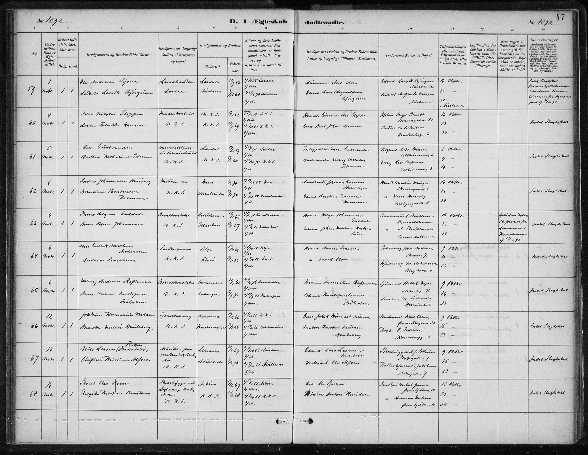 Korskirken sokneprestembete, AV/SAB-A-76101/H/Hab: Klokkerbok nr. D 3, 1887-1906, s. 47