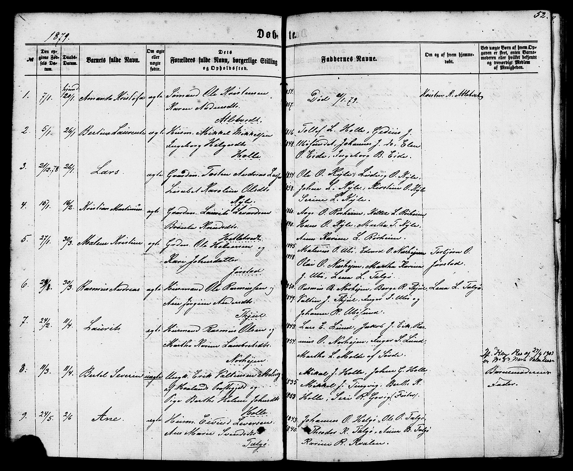 Nedstrand sokneprestkontor, AV/SAST-A-101841/01/IV: Ministerialbok nr. A 10, 1861-1887, s. 52