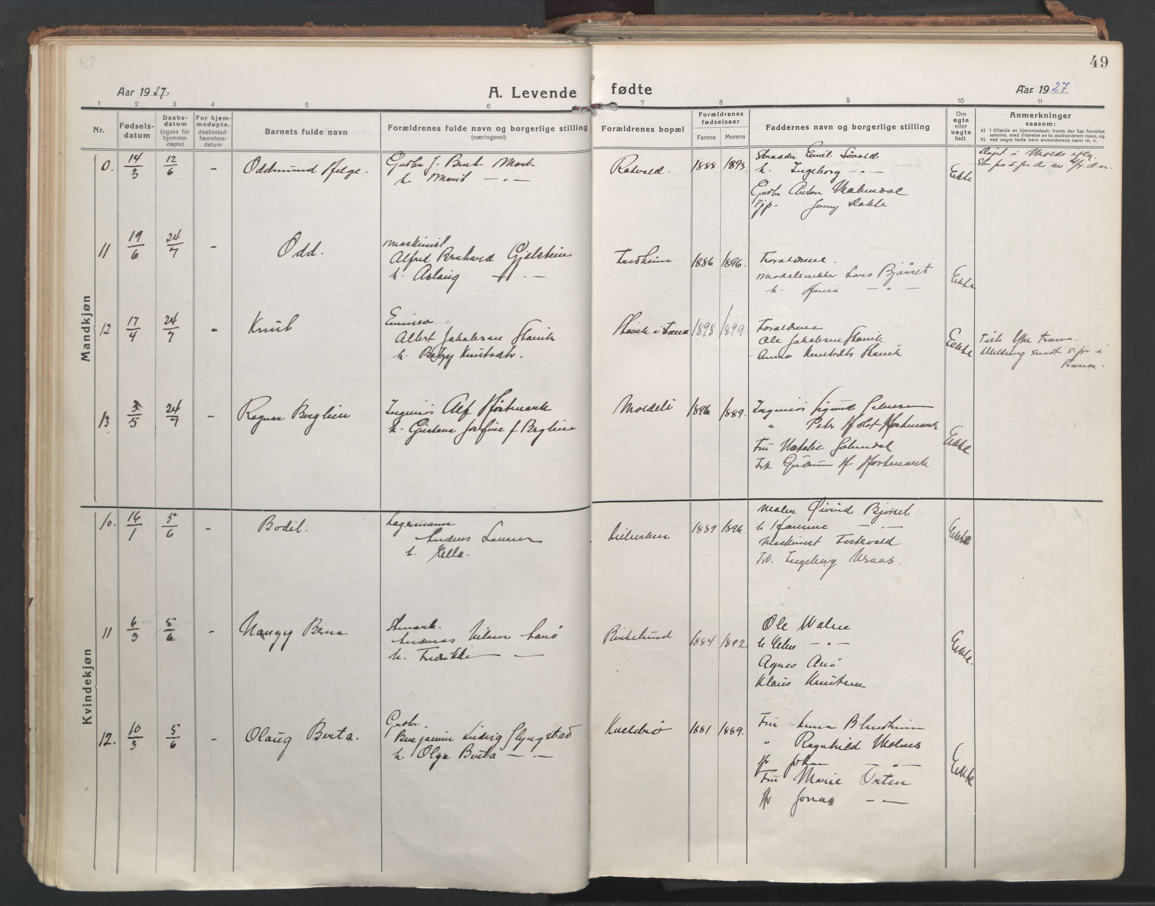 Ministerialprotokoller, klokkerbøker og fødselsregistre - Møre og Romsdal, AV/SAT-A-1454/555/L0659: Ministerialbok nr. 555A10, 1917-1971, s. 49