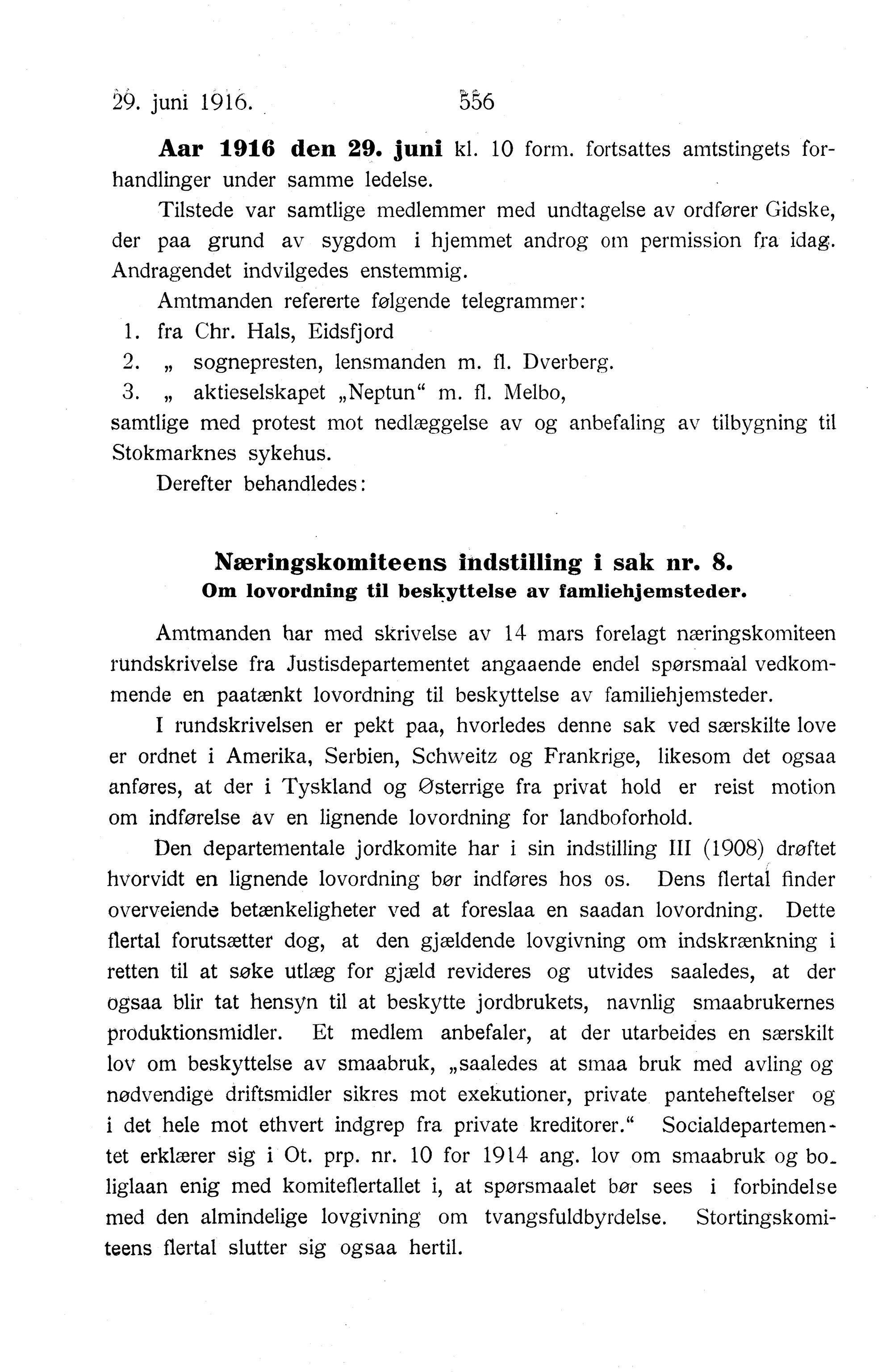 Nordland Fylkeskommune. Fylkestinget, AIN/NFK-17/176/A/Ac/L0039: Fylkestingsforhandlinger 1916, 1916