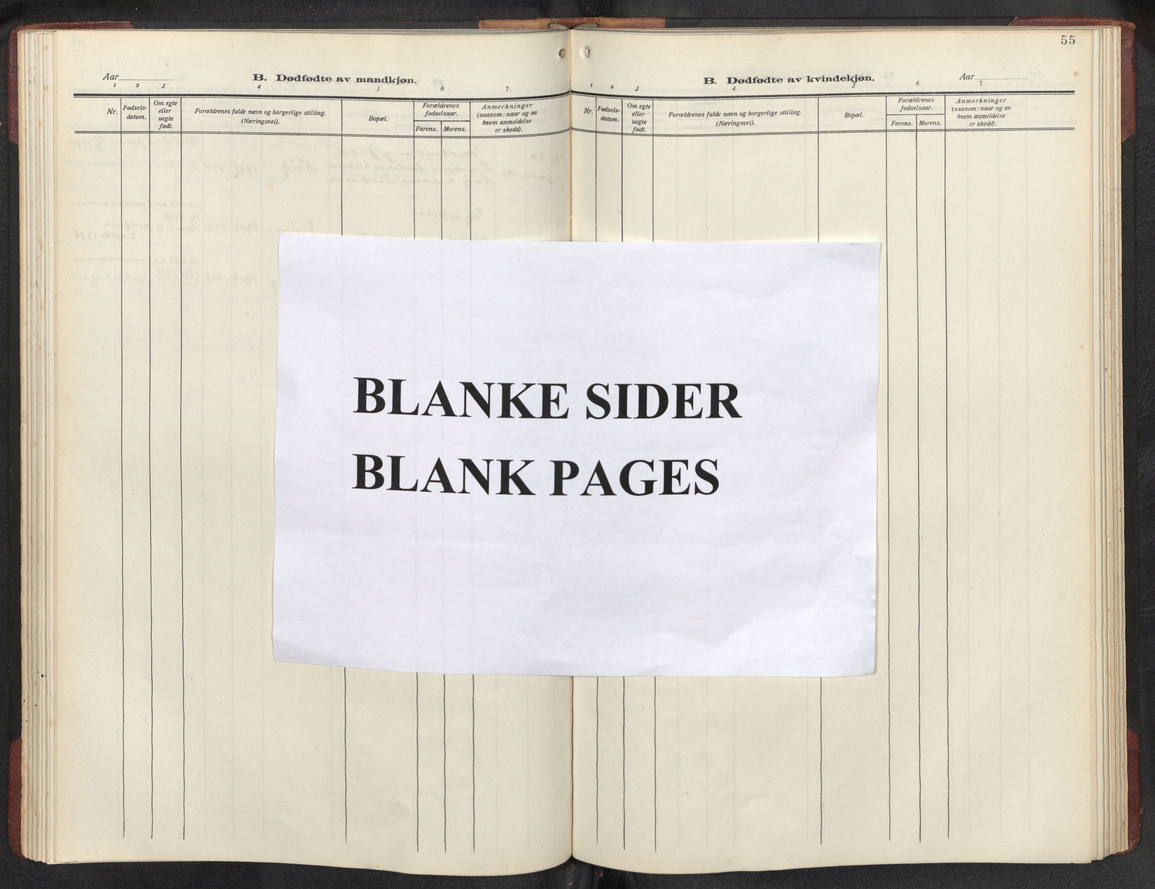 Bremanger sokneprestembete, AV/SAB-A-82201/H/Hab/Habb/L0002: Klokkerbok nr. B 2, 1926-1945, s. 54b-55a