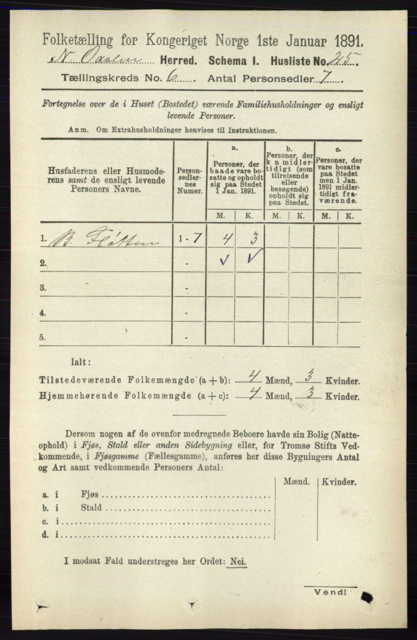 RA, Folketelling 1891 for 0418 Nord-Odal herred, 1891, s. 2226