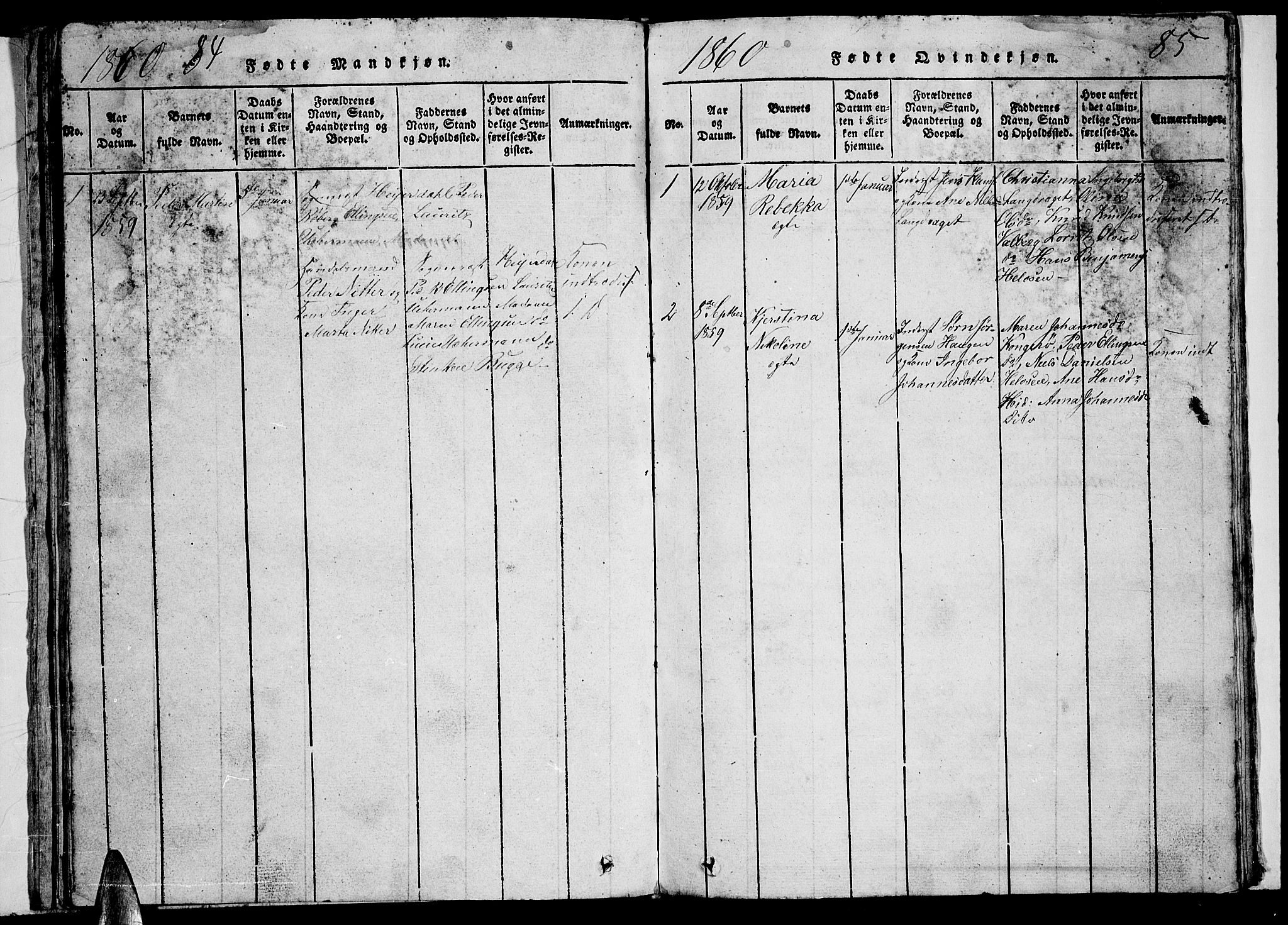 Ministerialprotokoller, klokkerbøker og fødselsregistre - Nordland, AV/SAT-A-1459/884/L1195: Klokkerbok nr. 884C01, 1837-1867, s. 84-85