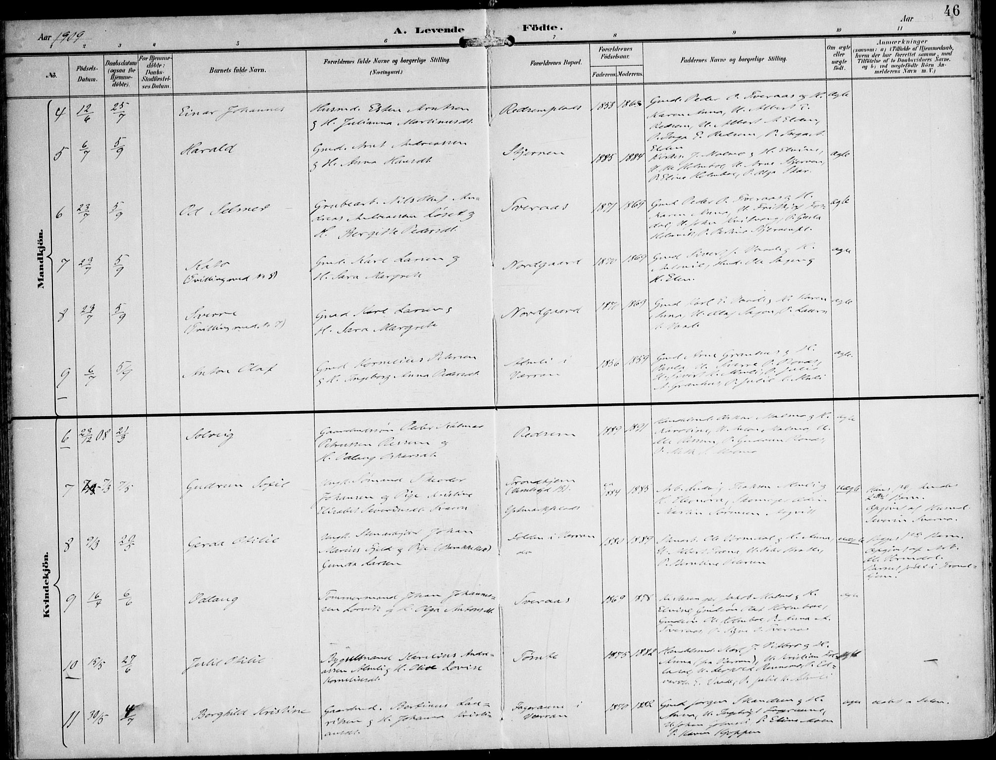Ministerialprotokoller, klokkerbøker og fødselsregistre - Nord-Trøndelag, SAT/A-1458/745/L0430: Ministerialbok nr. 745A02, 1895-1913, s. 46