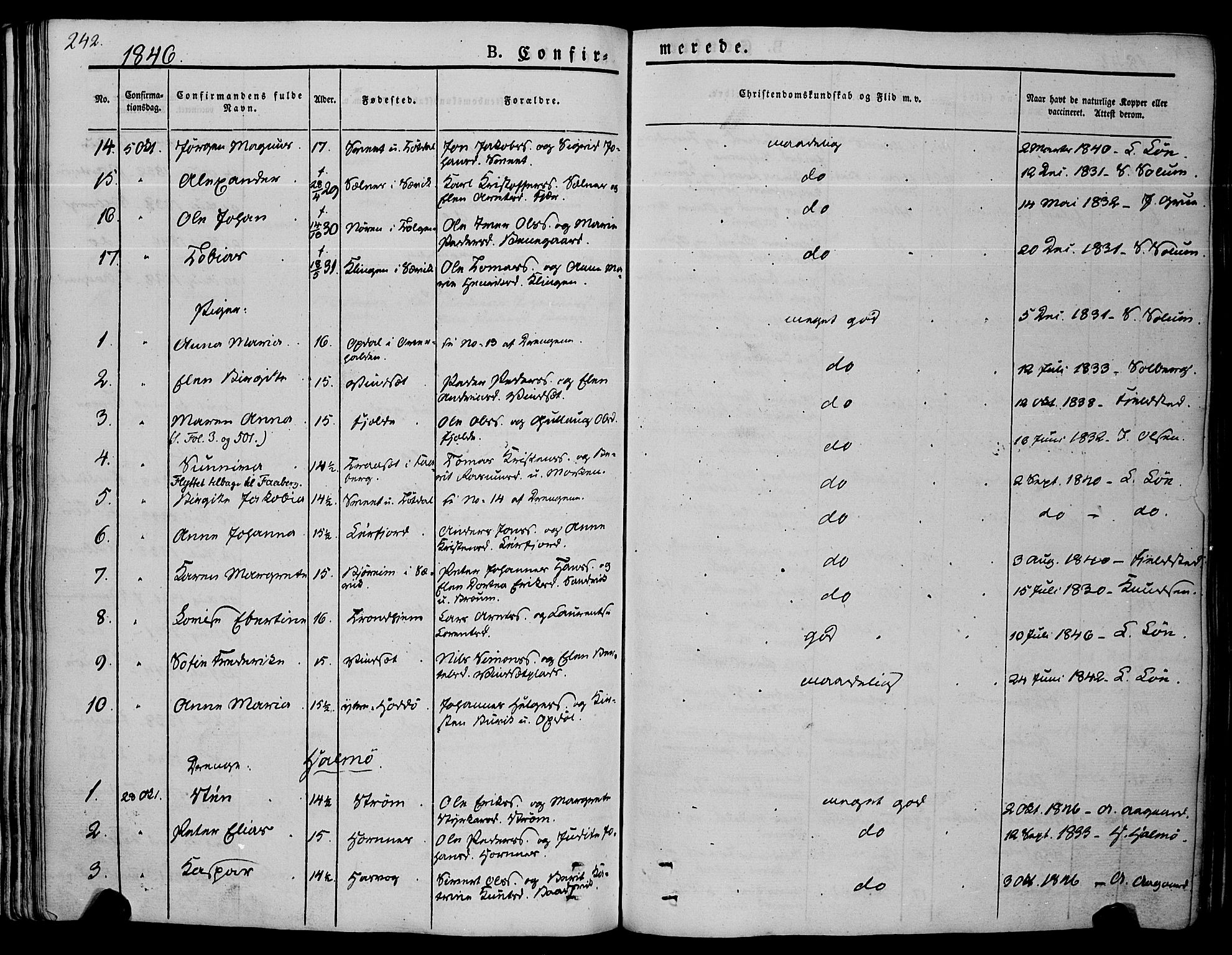 Ministerialprotokoller, klokkerbøker og fødselsregistre - Nord-Trøndelag, SAT/A-1458/773/L0614: Ministerialbok nr. 773A05, 1831-1856, s. 242