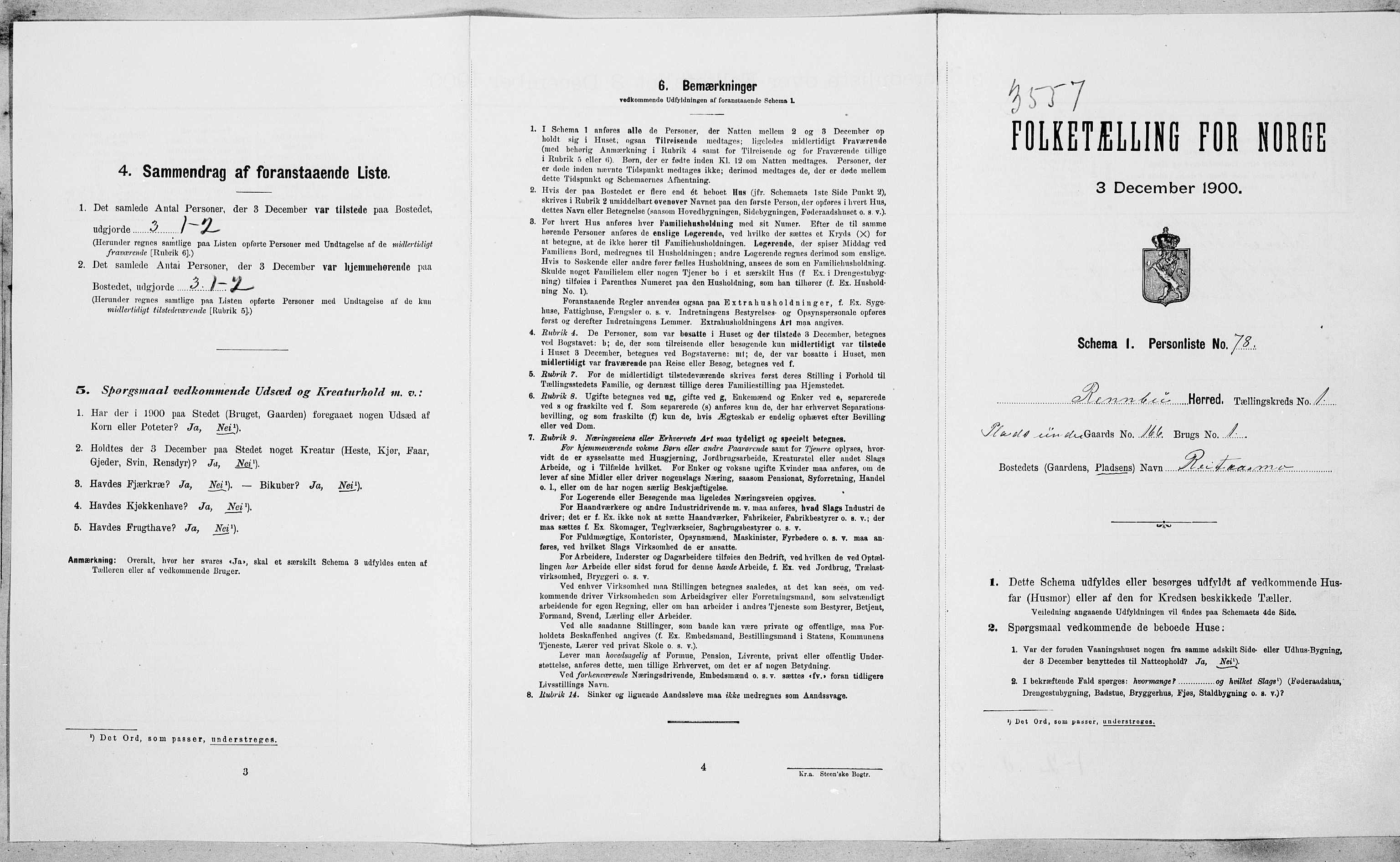SAT, Folketelling 1900 for 1635 Rennebu herred, 1900, s. 204