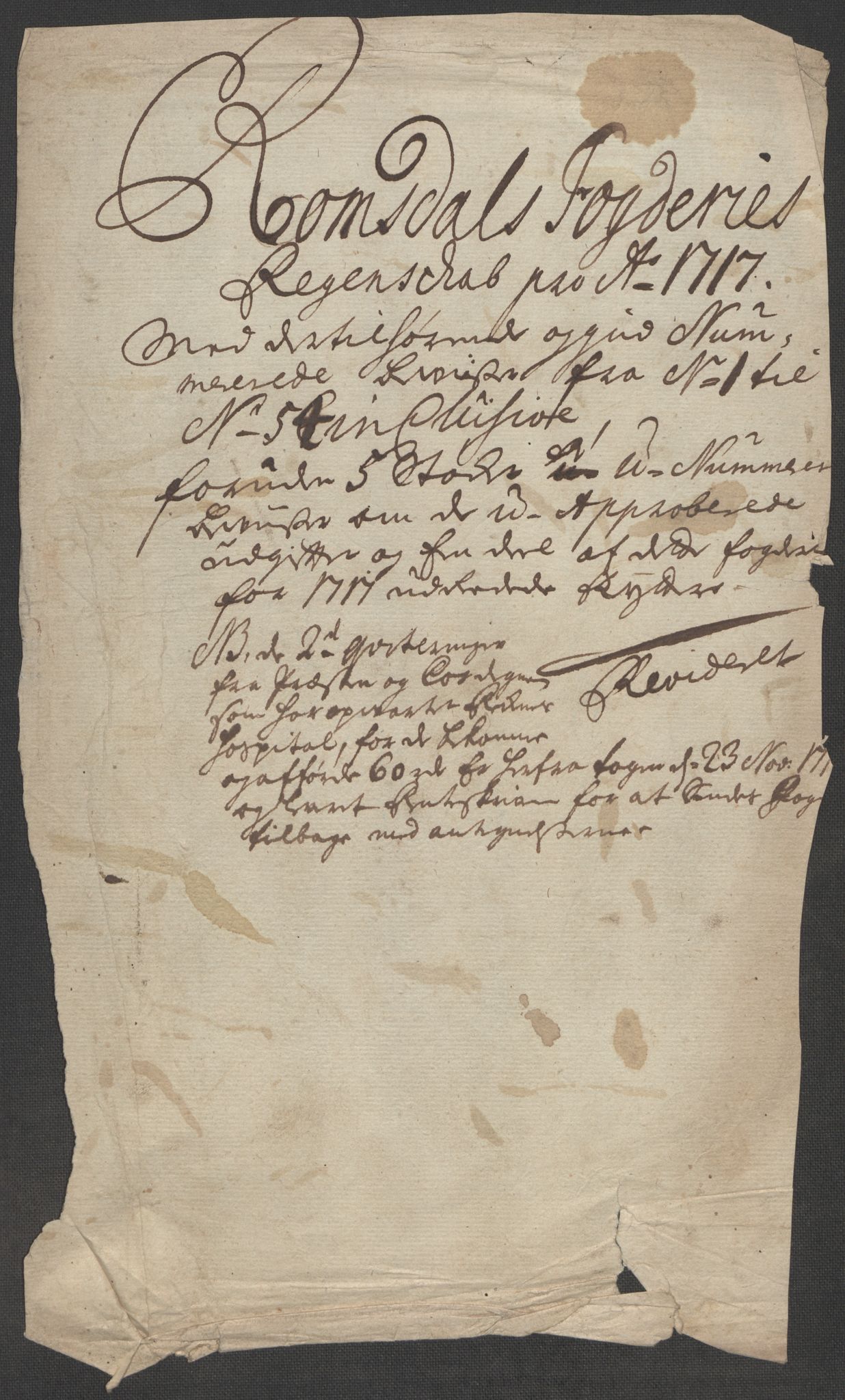 Rentekammeret inntil 1814, Reviderte regnskaper, Fogderegnskap, RA/EA-4092/R55/L3664: Fogderegnskap Romsdal, 1717, s. 3