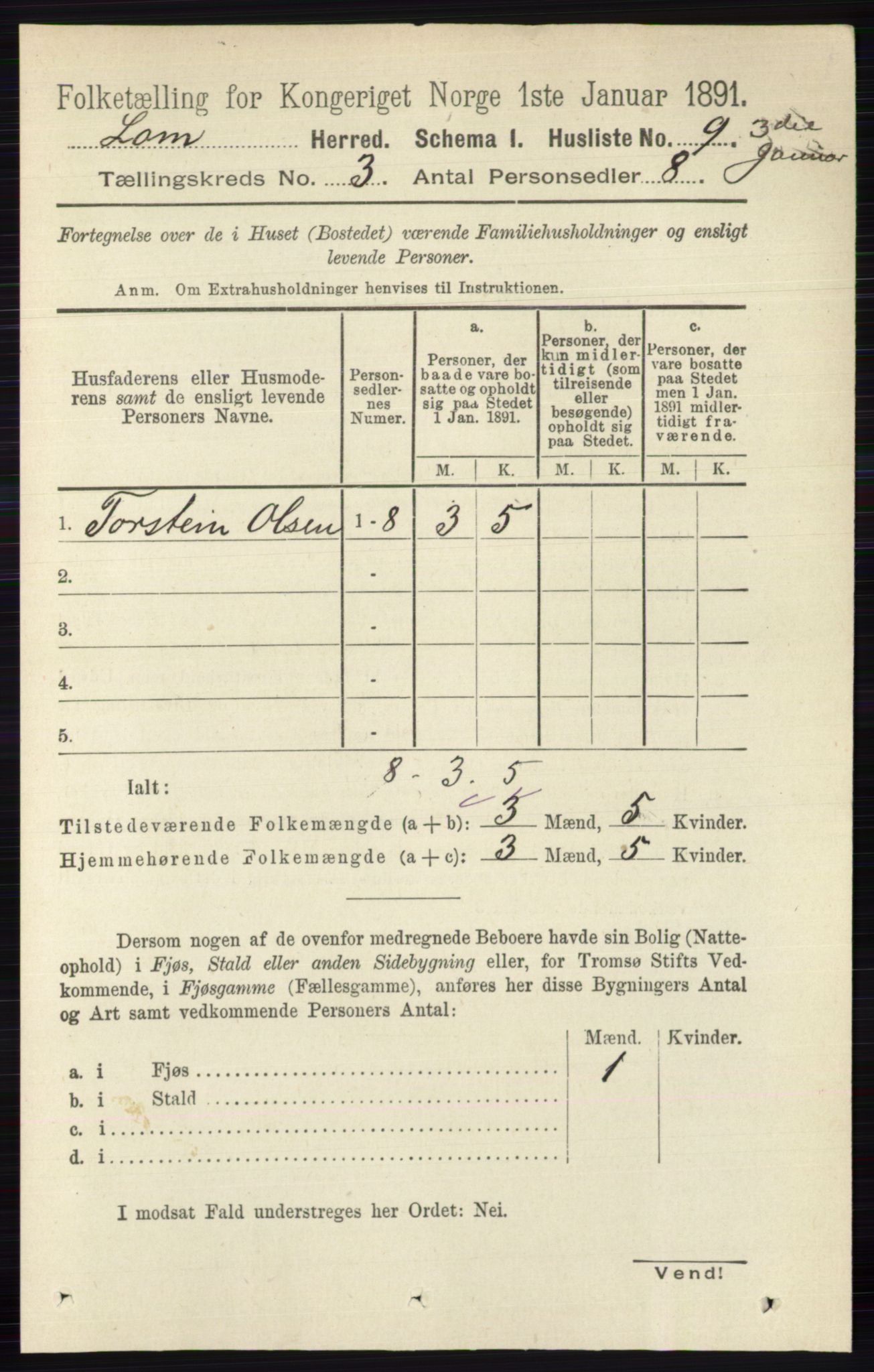 RA, Folketelling 1891 for 0514 Lom herred, 1891, s. 1232