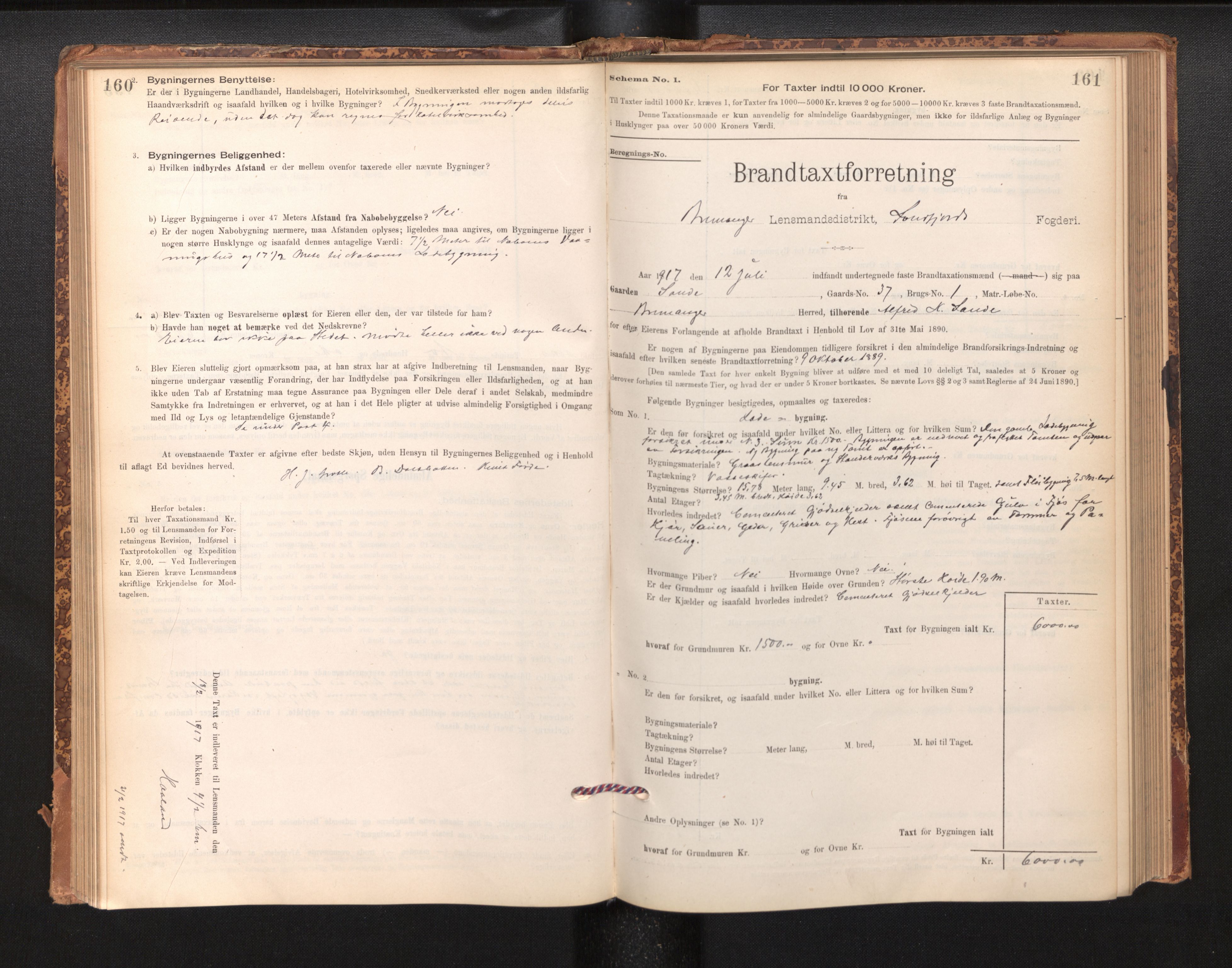Lensmannen i Bremanger, SAB/A-26701/0012/L0007: Branntakstprotokoll, skjematakst, 1895-1936, s. 160-161