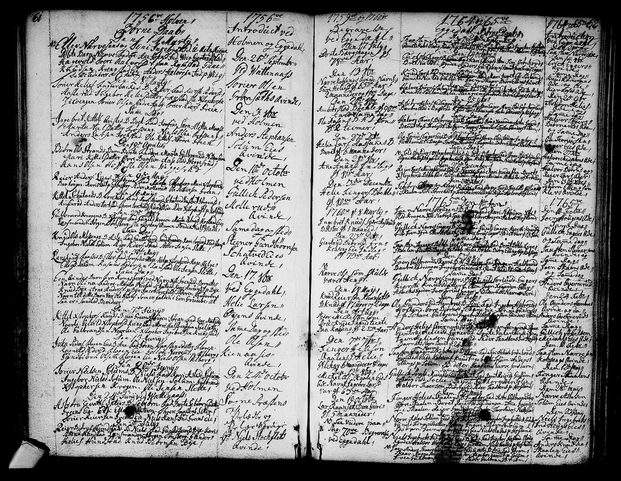 Sigdal kirkebøker, SAKO/A-245/F/Fa/L0001: Ministerialbok nr. I 1, 1722-1777, s. 61-62