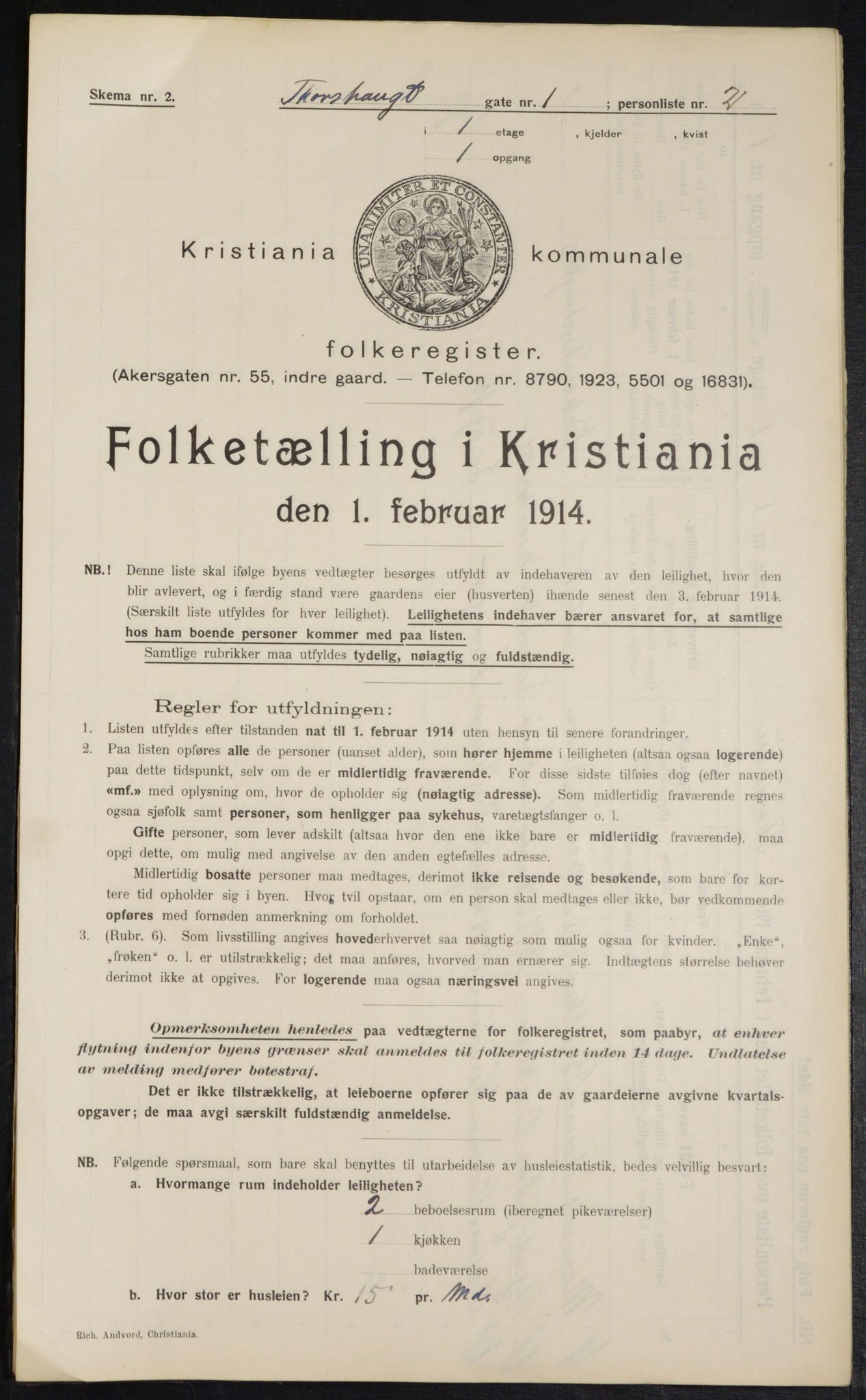 OBA, Kommunal folketelling 1.2.1914 for Kristiania, 1914, s. 115250