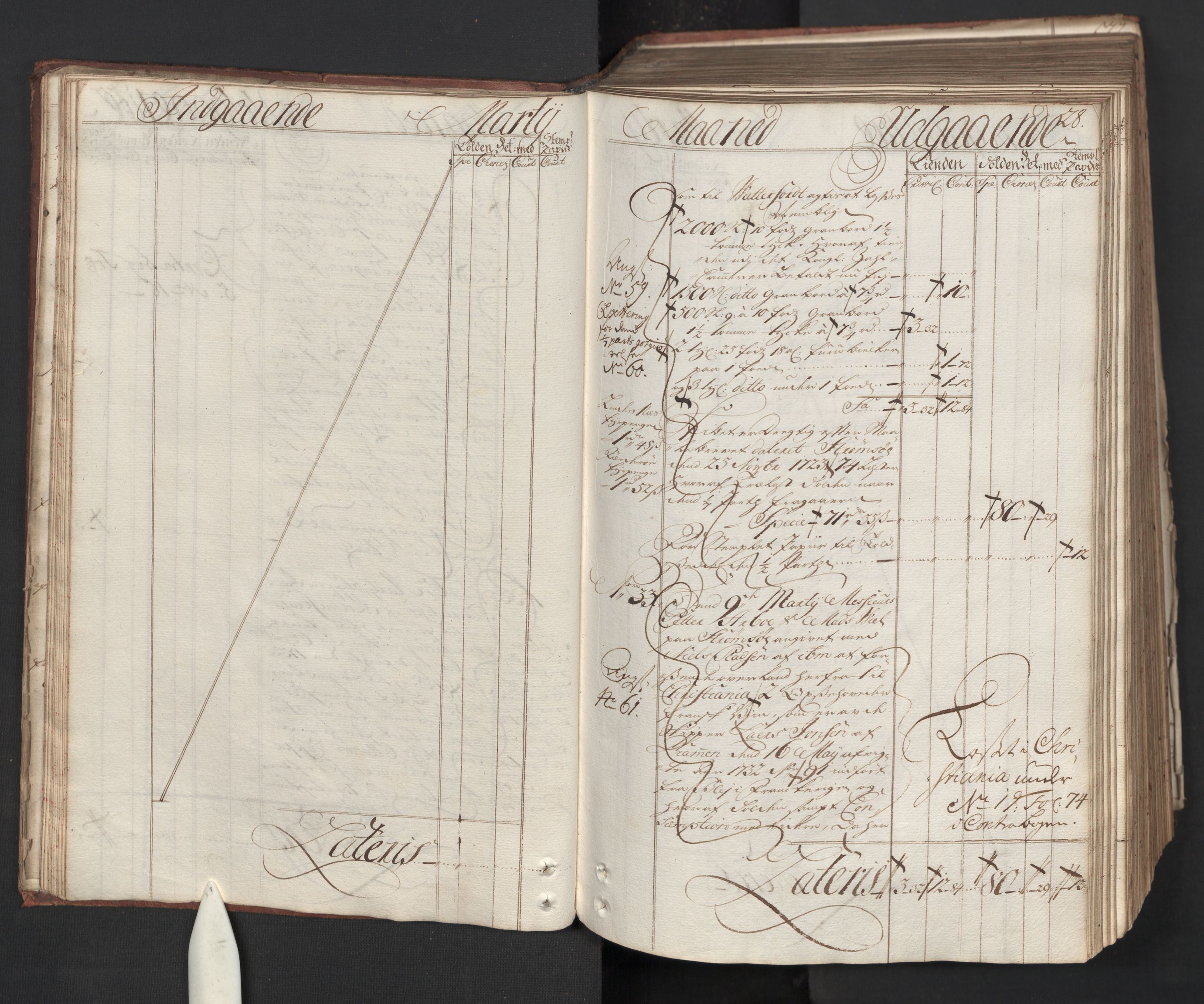 Generaltollkammeret, tollregnskaper, AV/RA-EA-5490/R08/L0012/0001: Tollregnskaper Drammen / Hovedtollbok, 1733, s. 27b-28a
