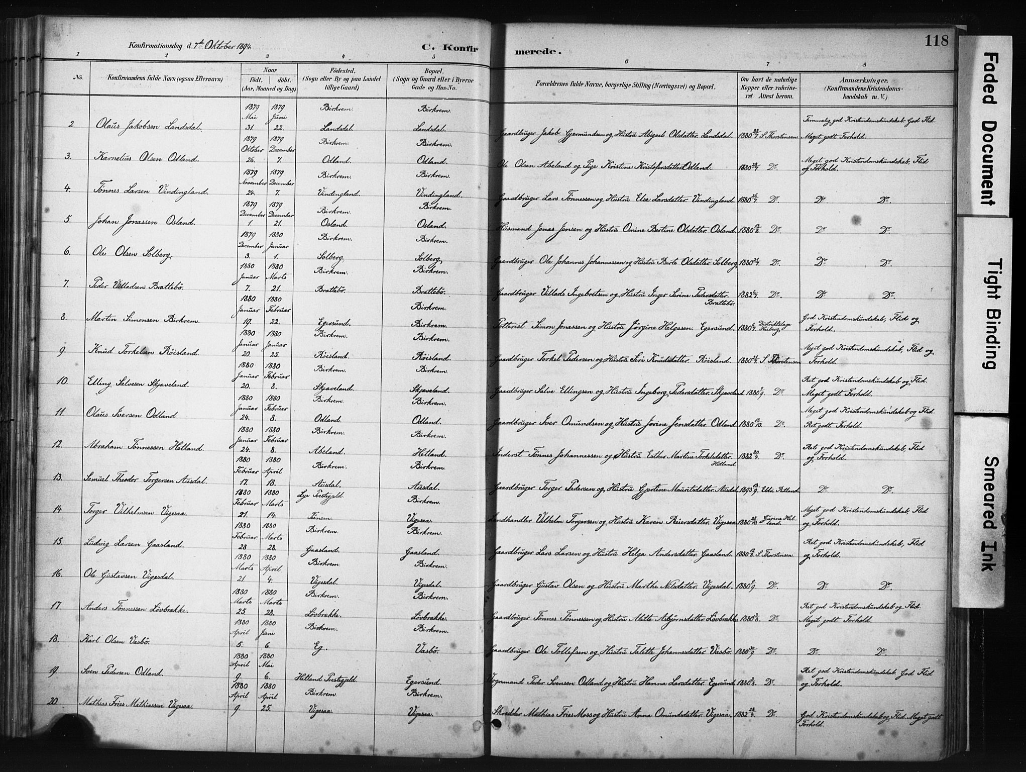 Helleland sokneprestkontor, AV/SAST-A-101810: Ministerialbok nr. A 9, 1887-1908, s. 118