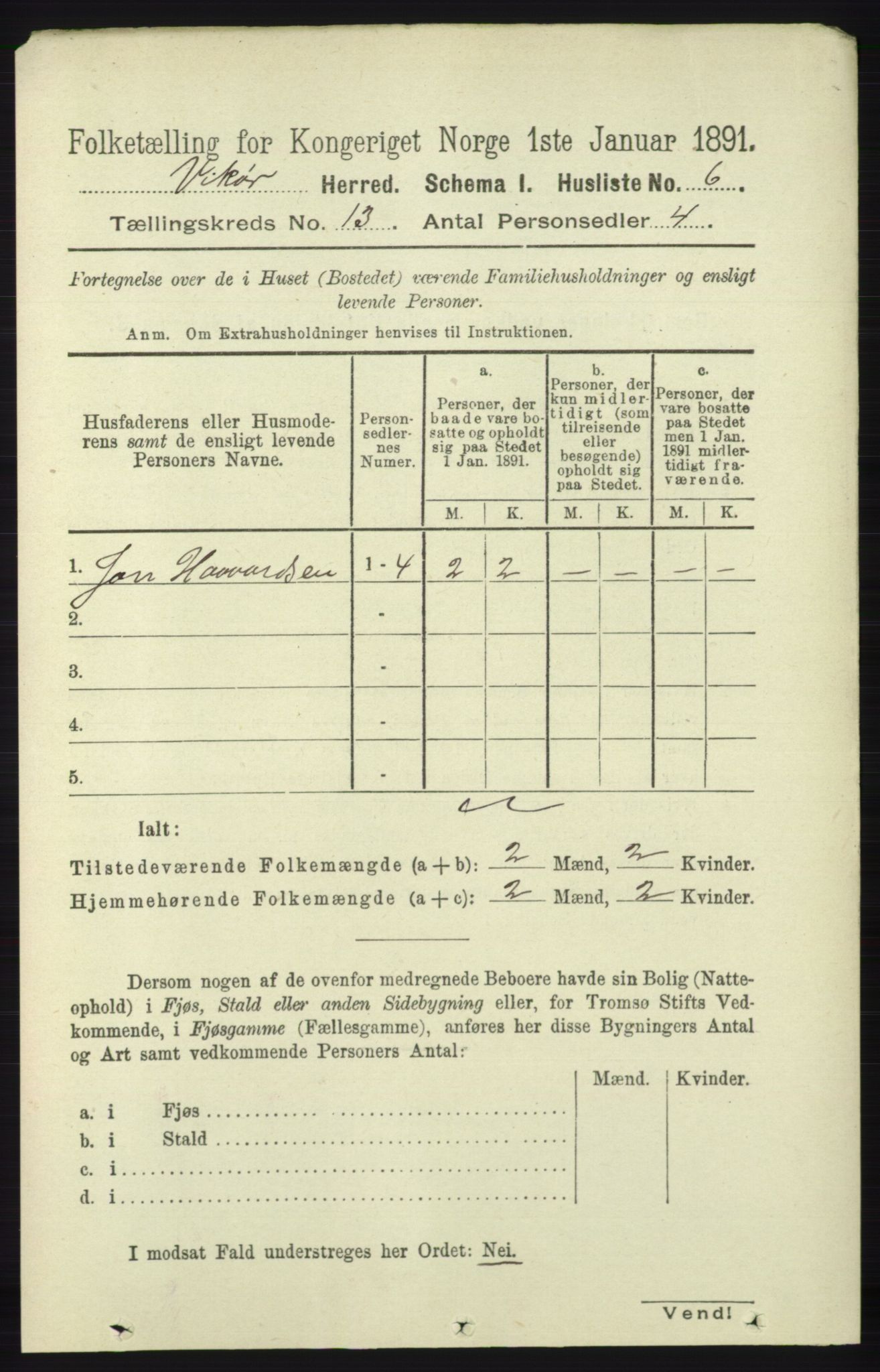 RA, Folketelling 1891 for 1238 Vikør herred, 1891, s. 3567