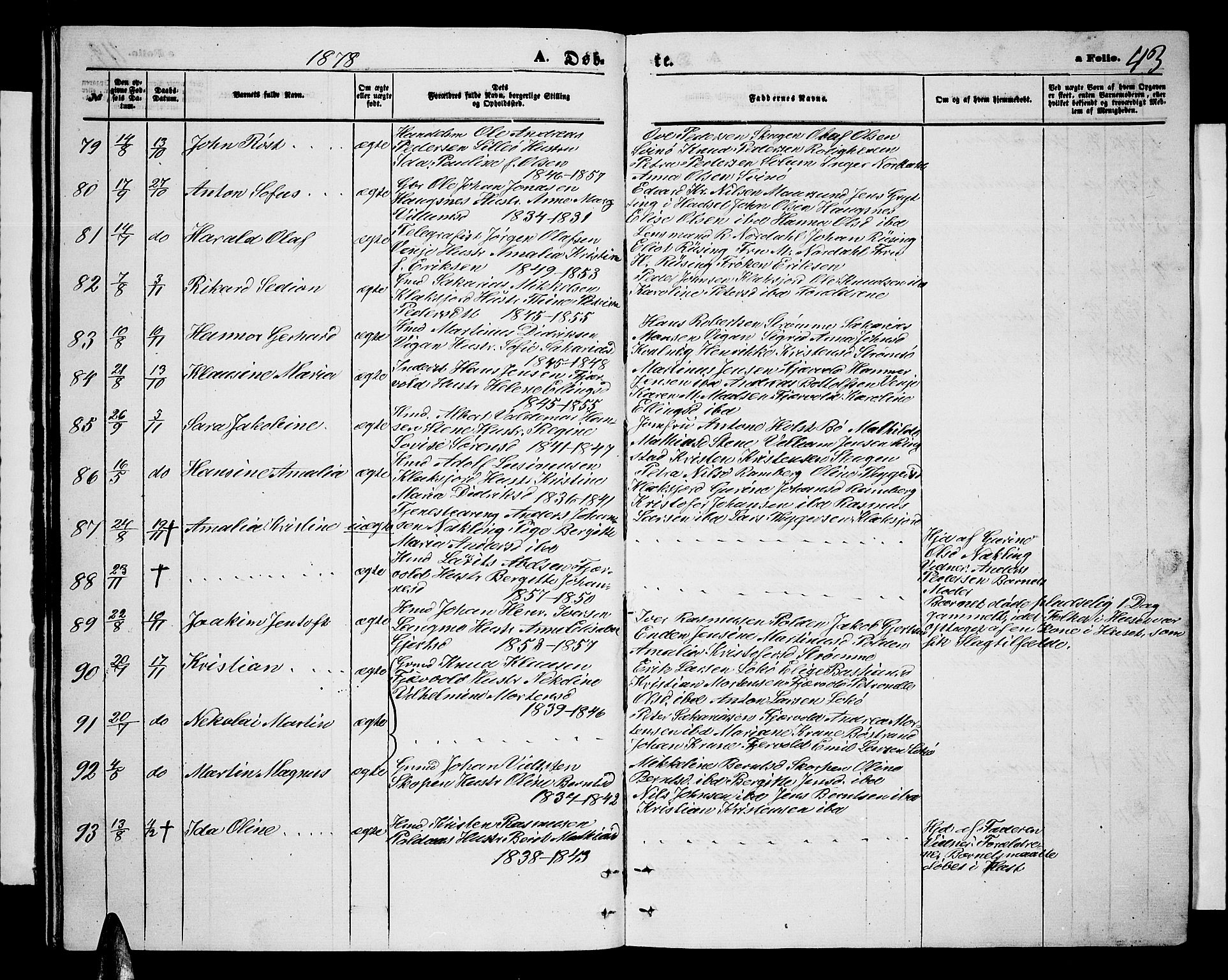 Ministerialprotokoller, klokkerbøker og fødselsregistre - Nordland, AV/SAT-A-1459/891/L1314: Klokkerbok nr. 891C03, 1870-1885, s. 43