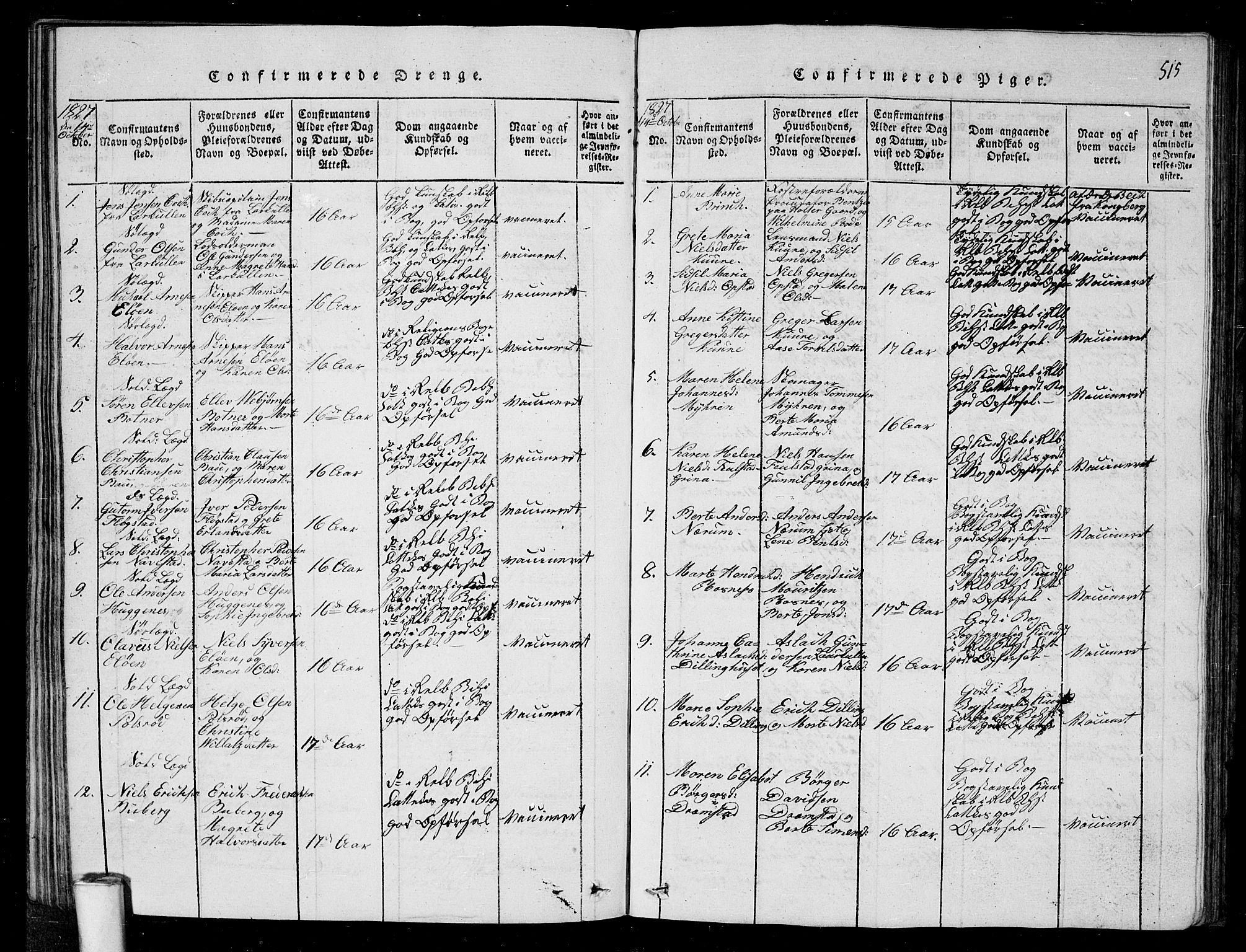 Rygge prestekontor Kirkebøker, SAO/A-10084b/G/Ga/L0001: Klokkerbok nr. 1, 1814-1871, s. 514-515