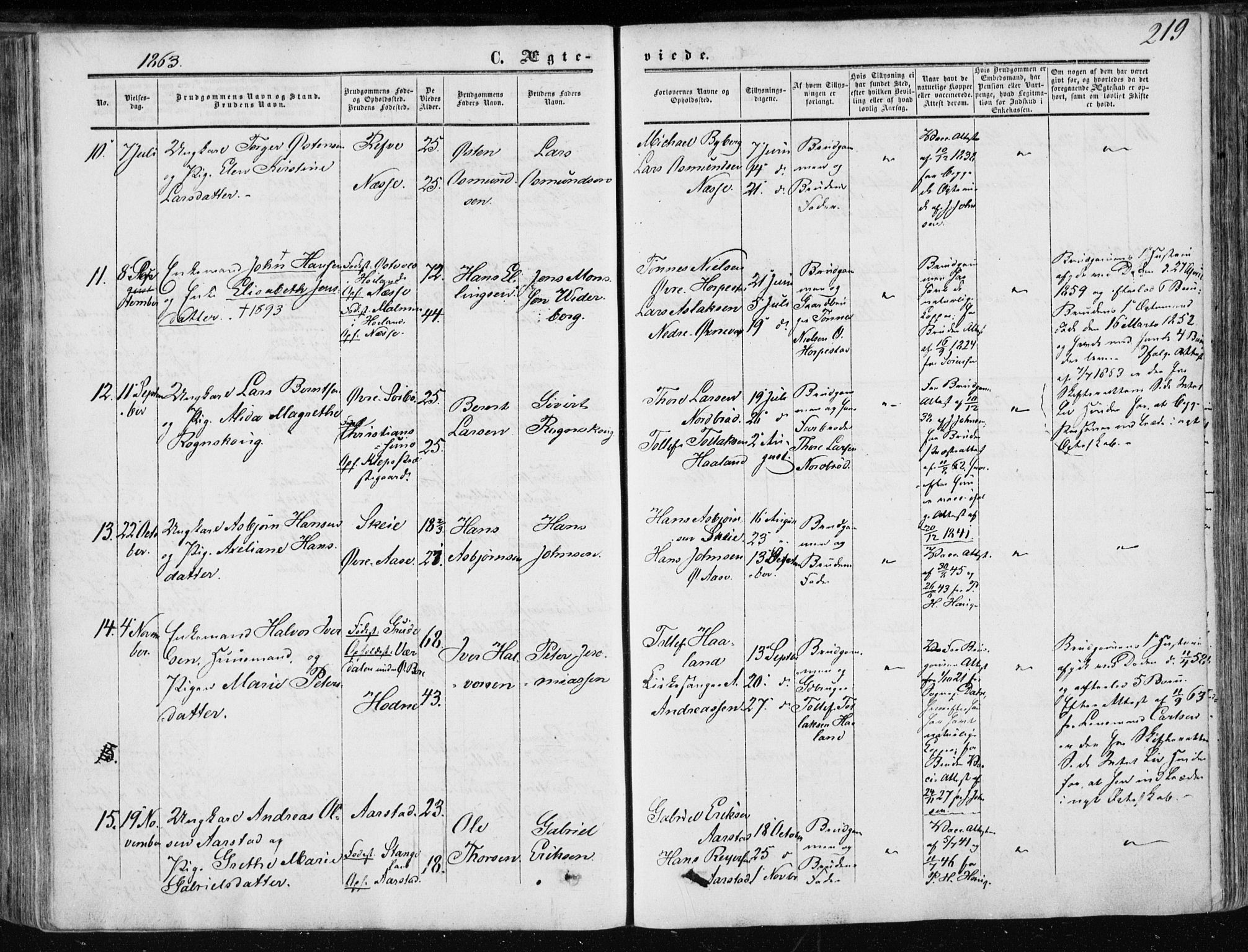 Klepp sokneprestkontor, AV/SAST-A-101803/001/3/30BA/L0005: Ministerialbok nr. A 5, 1853-1870, s. 219