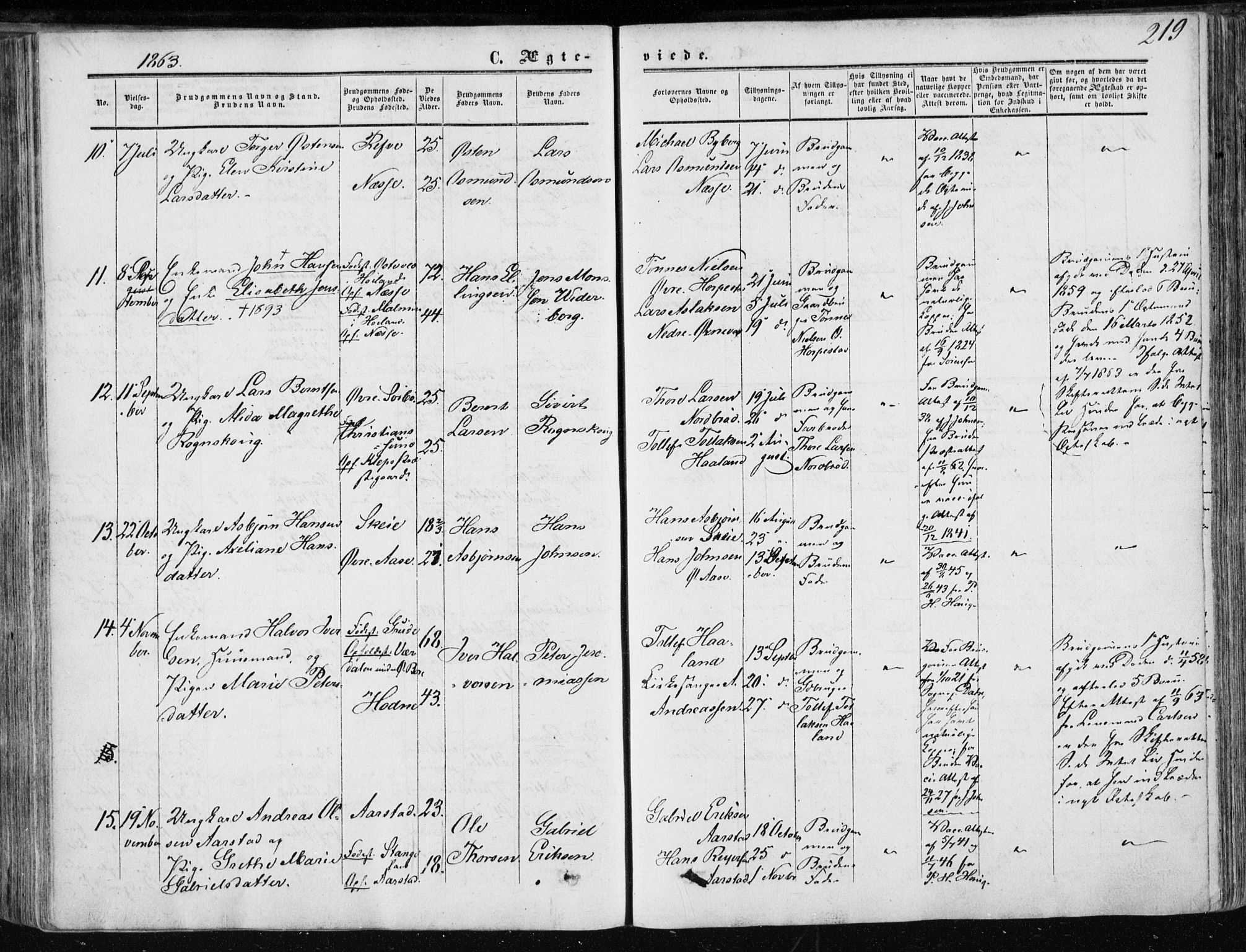 Klepp sokneprestkontor, SAST/A-101803/001/3/30BA/L0005: Ministerialbok nr. A 5, 1853-1870, s. 219