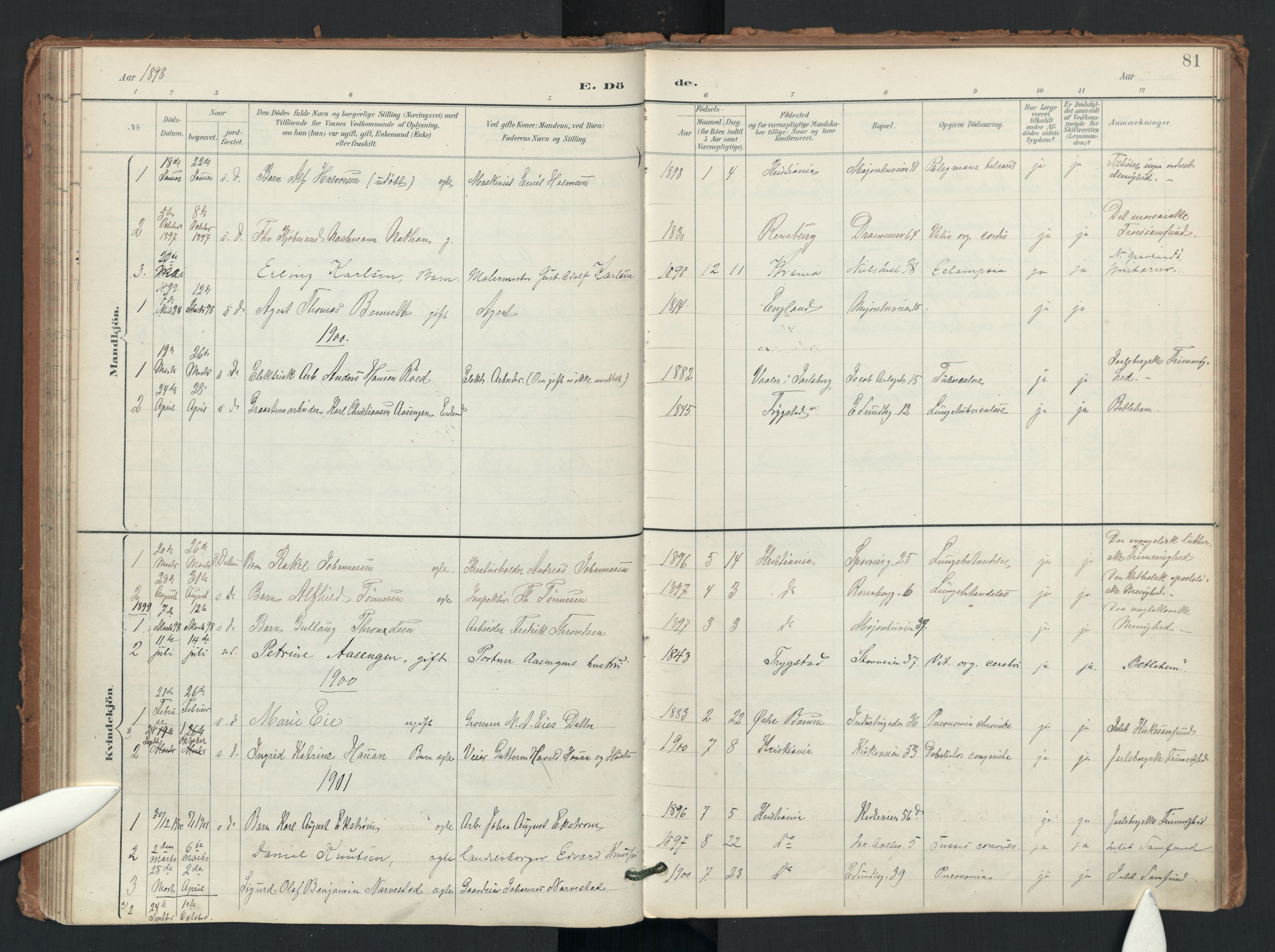 Uranienborg prestekontor Kirkebøker, AV/SAO-A-10877/F/Fa/L0006: Ministerialbok nr. I 6, 1894-1935, s. 81