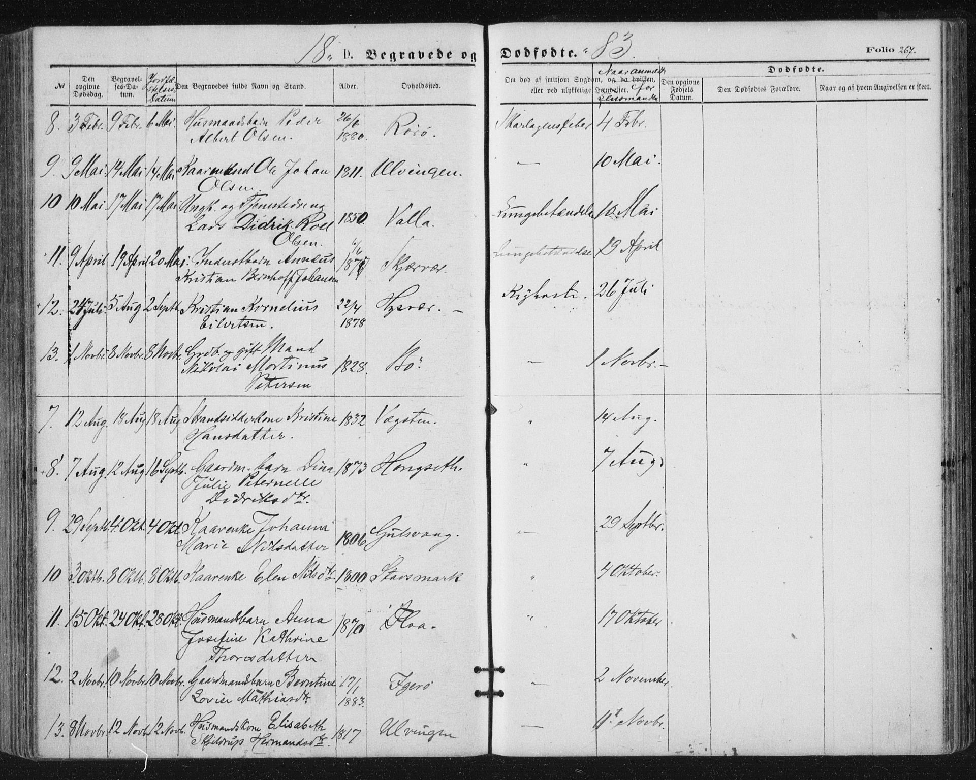 Ministerialprotokoller, klokkerbøker og fødselsregistre - Nordland, AV/SAT-A-1459/816/L0241: Ministerialbok nr. 816A07, 1870-1885, s. 267