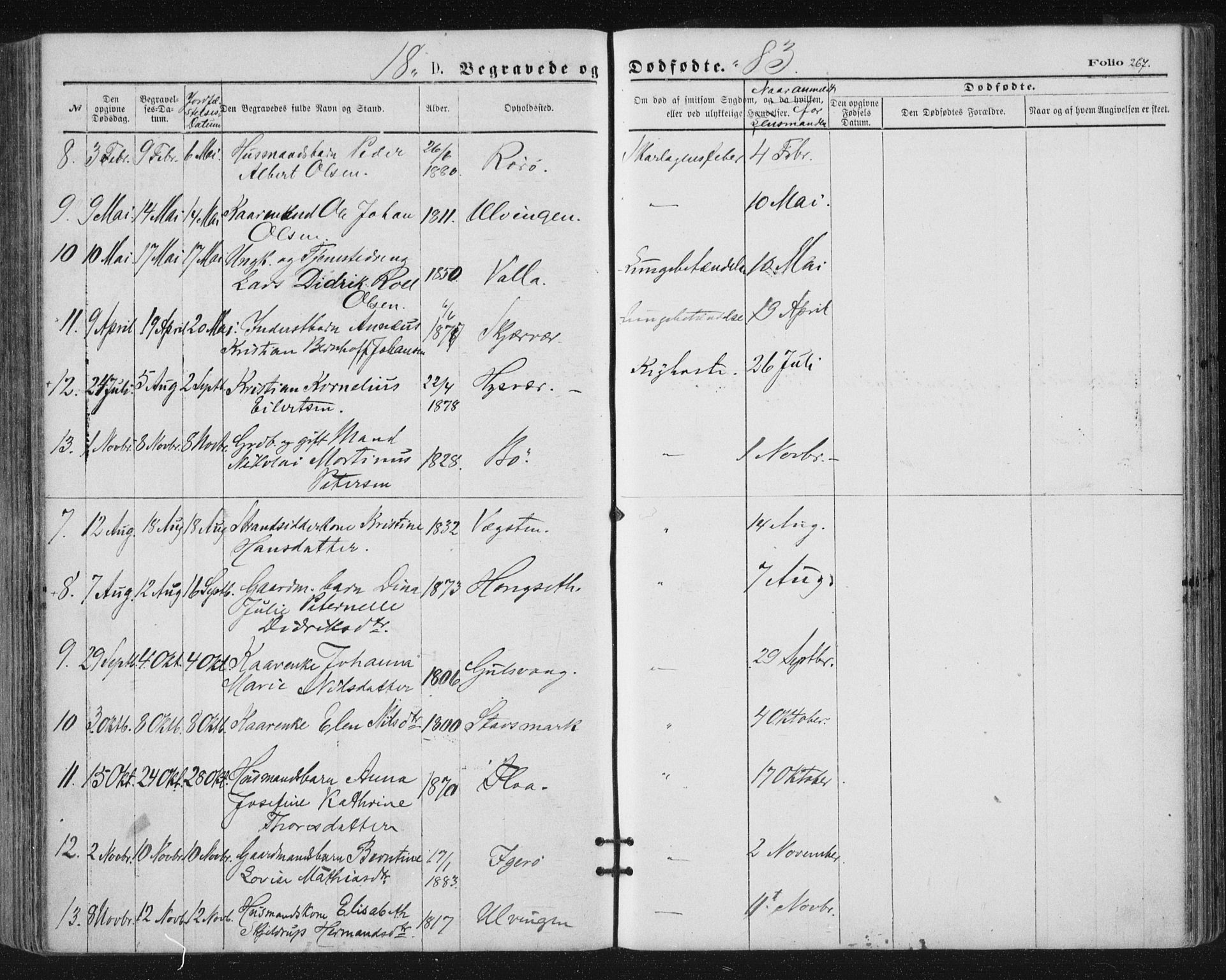 Ministerialprotokoller, klokkerbøker og fødselsregistre - Nordland, SAT/A-1459/816/L0241: Ministerialbok nr. 816A07, 1870-1885, s. 267