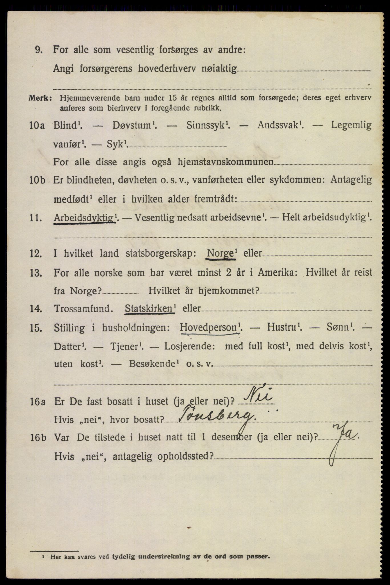 SAKO, Folketelling 1920 for 0719 Andebu herred, 1920, s. 1485