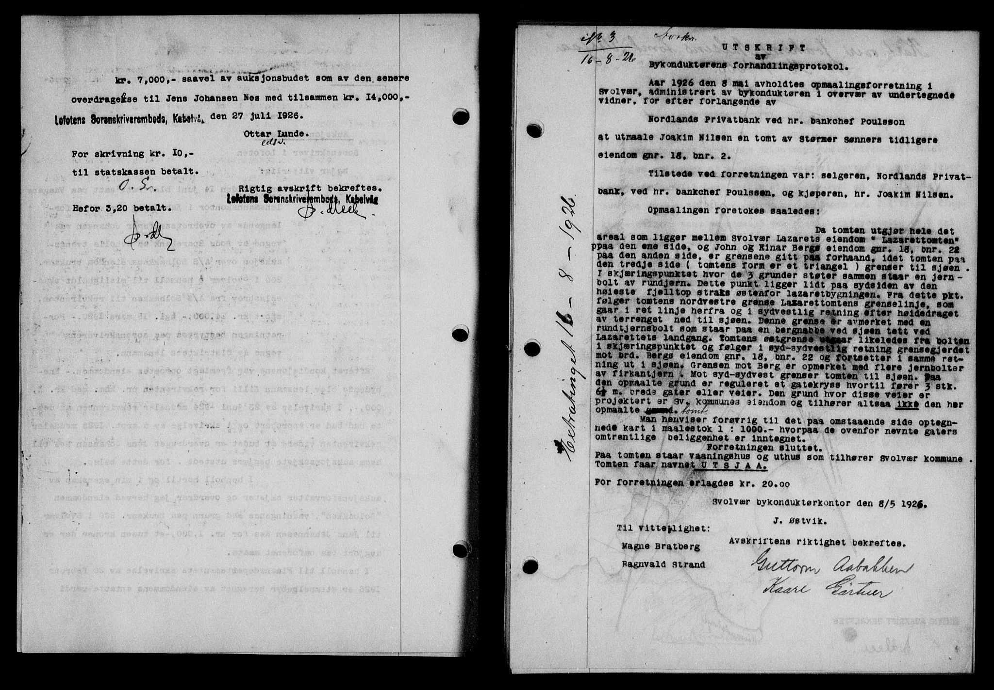 Lofoten sorenskriveri, SAT/A-0017/1/2/2C/L0014b: Pantebok nr. 14b, 1926-1926, Tingl.dato: 16.08.1926